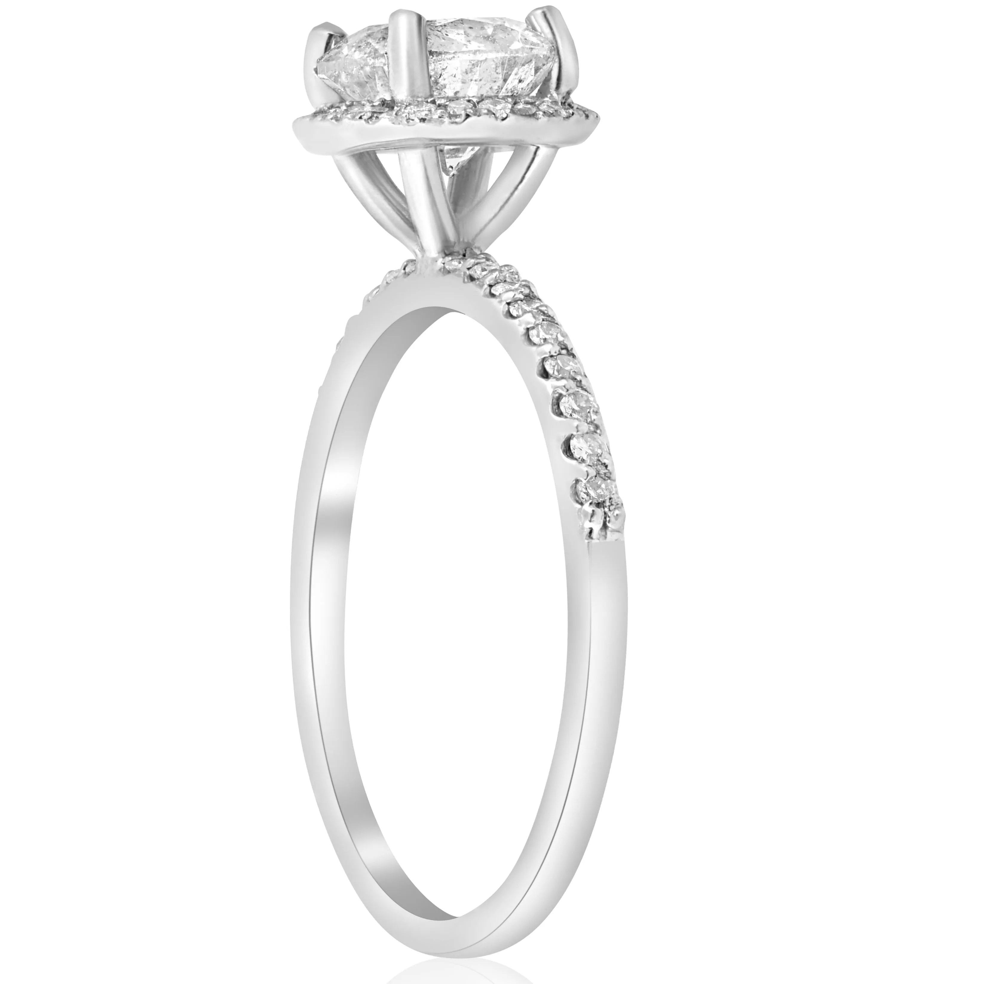 1 3/4ct Halo Diamond Engagement Ring 14k White Gold Round Cut Clarity Enhanced