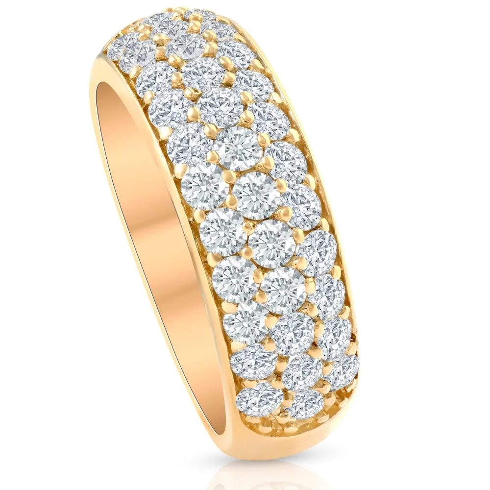 1 3/4Ct Pave Diamond Lab Grown Wedding Anniversary Ring 14k Yellow Gold