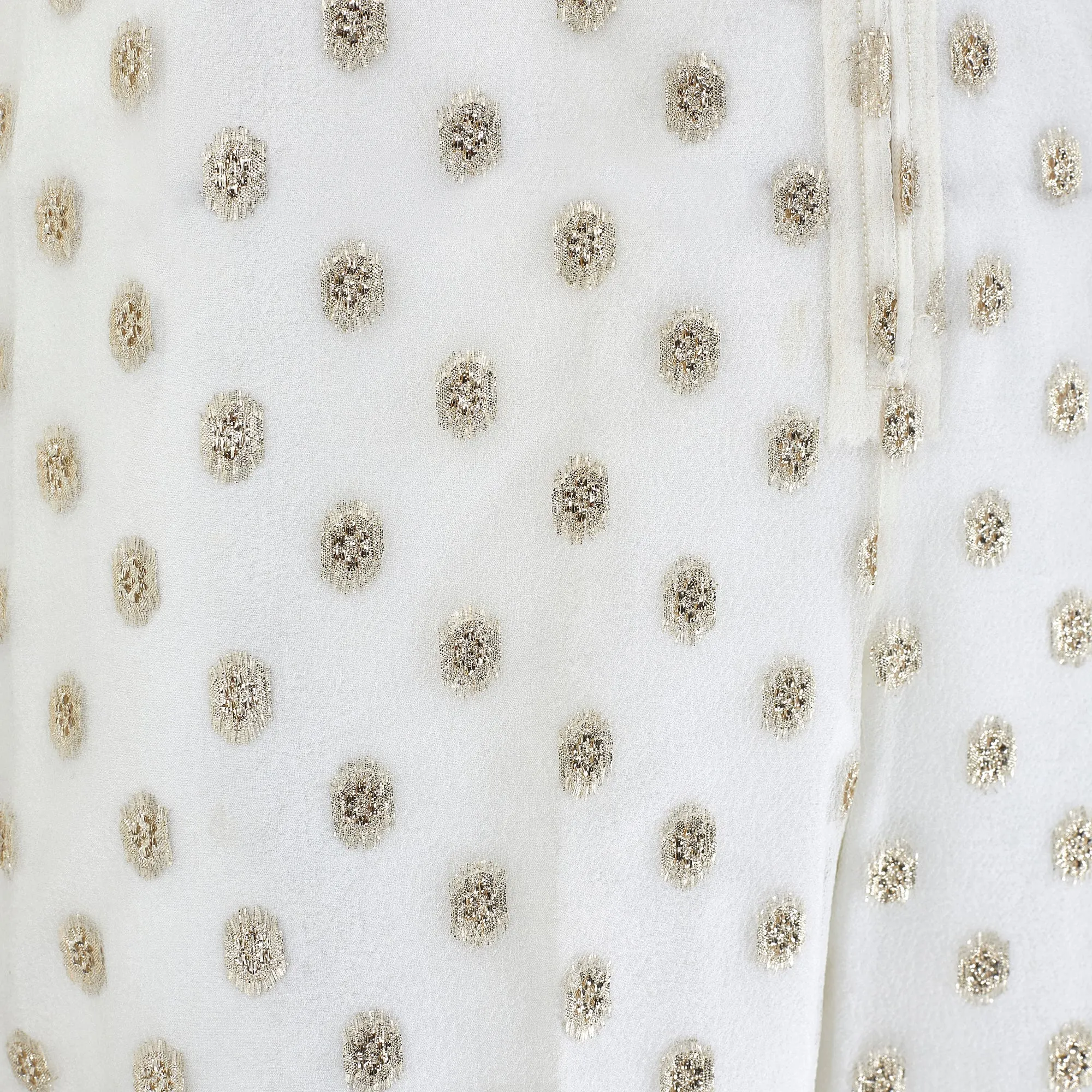 1960s Cream and Gold Lame Textured Trousers