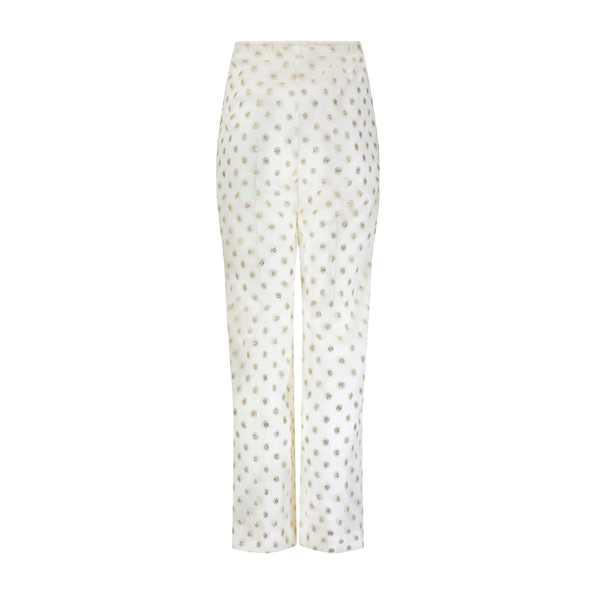 1960s Cream and Gold Lame Textured Trousers