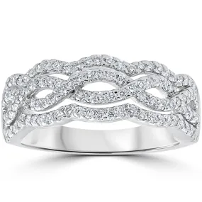 .67ct Diamond Multi Row Infinity Cross Over Ring 14k White Gold Size 7