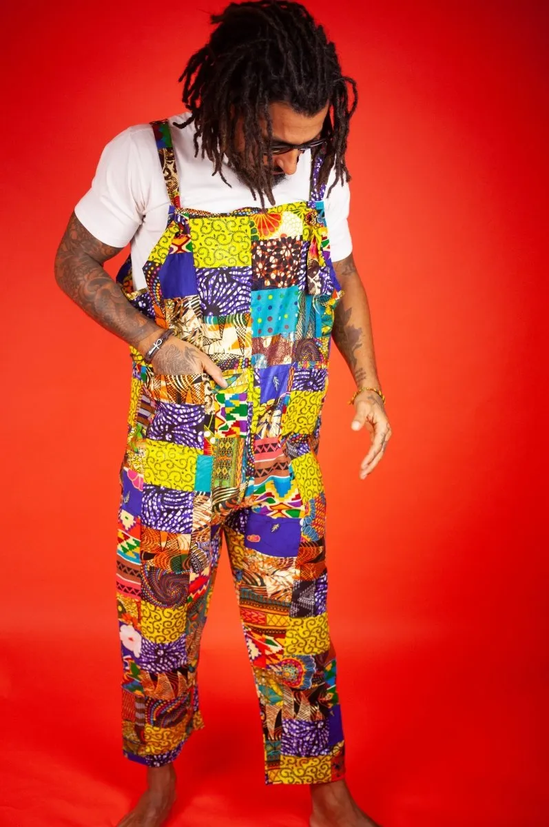 African Dungarees In Crazy Patchwork