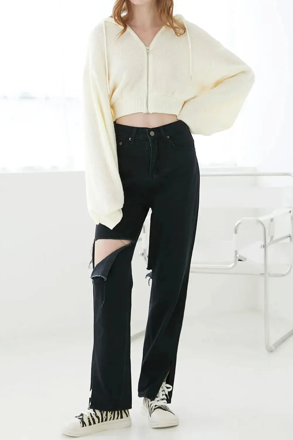 Ava Wide Leg Cutout Jeans