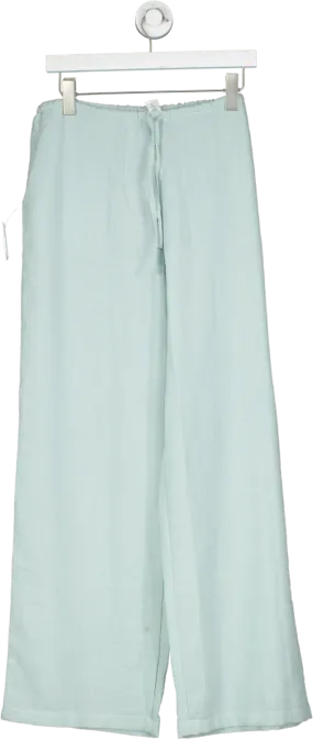 beach city Blue Verona High Waisted Linen Trousers UK S