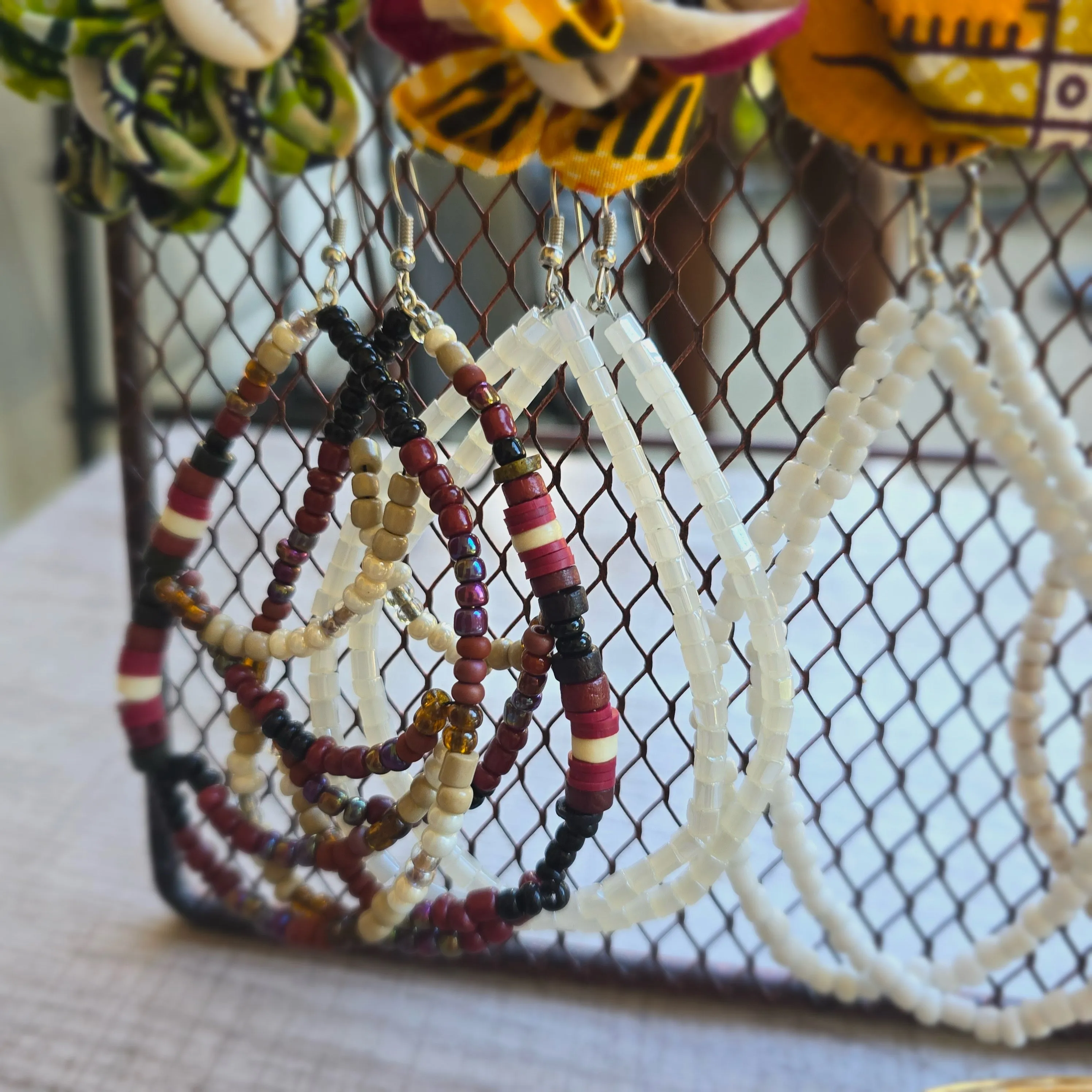 Beaded Earrings - Off White Stain