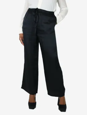 Black elasticated satin trousers - size UK 12