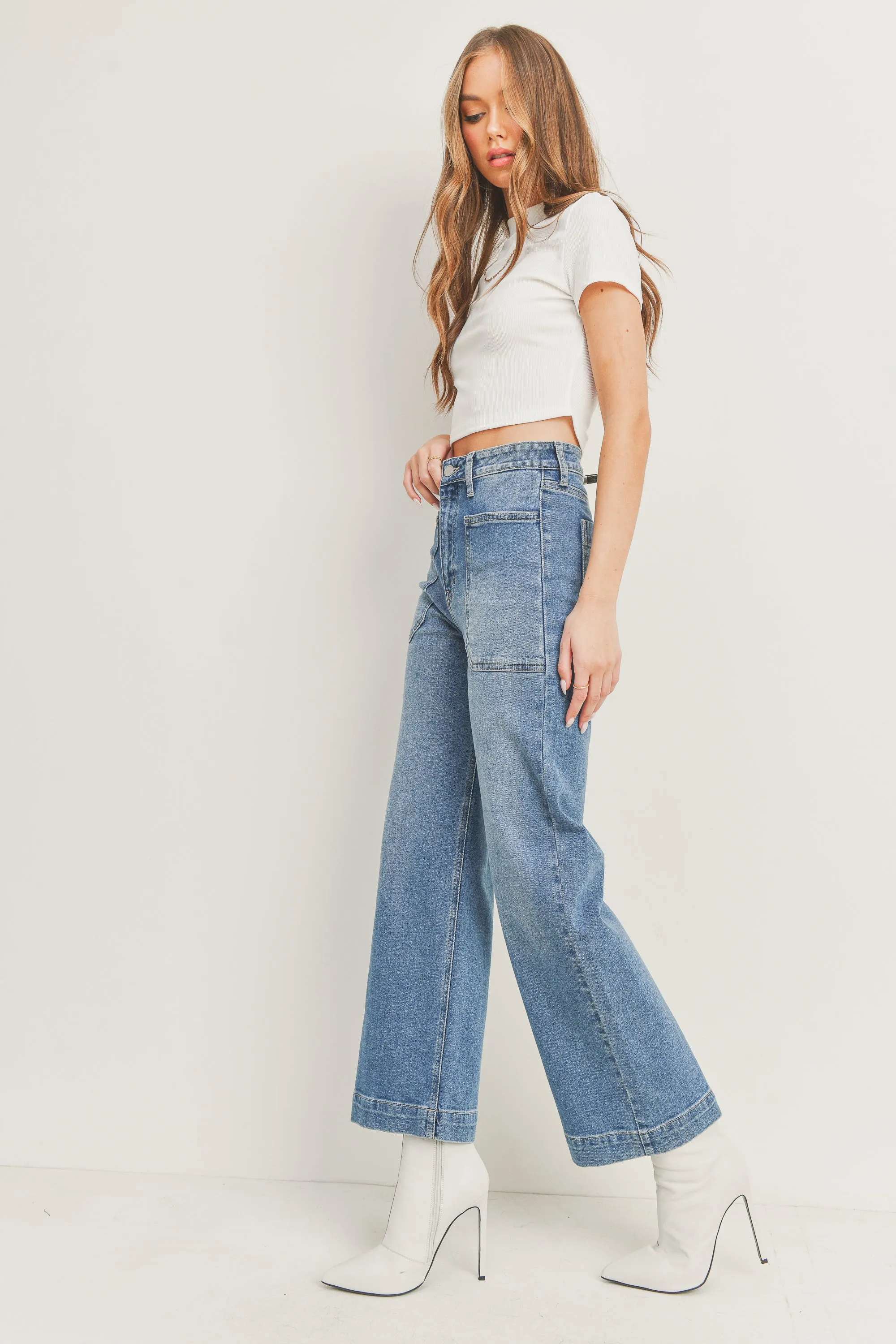 Carter Wide Leg Utility Jeans Medium