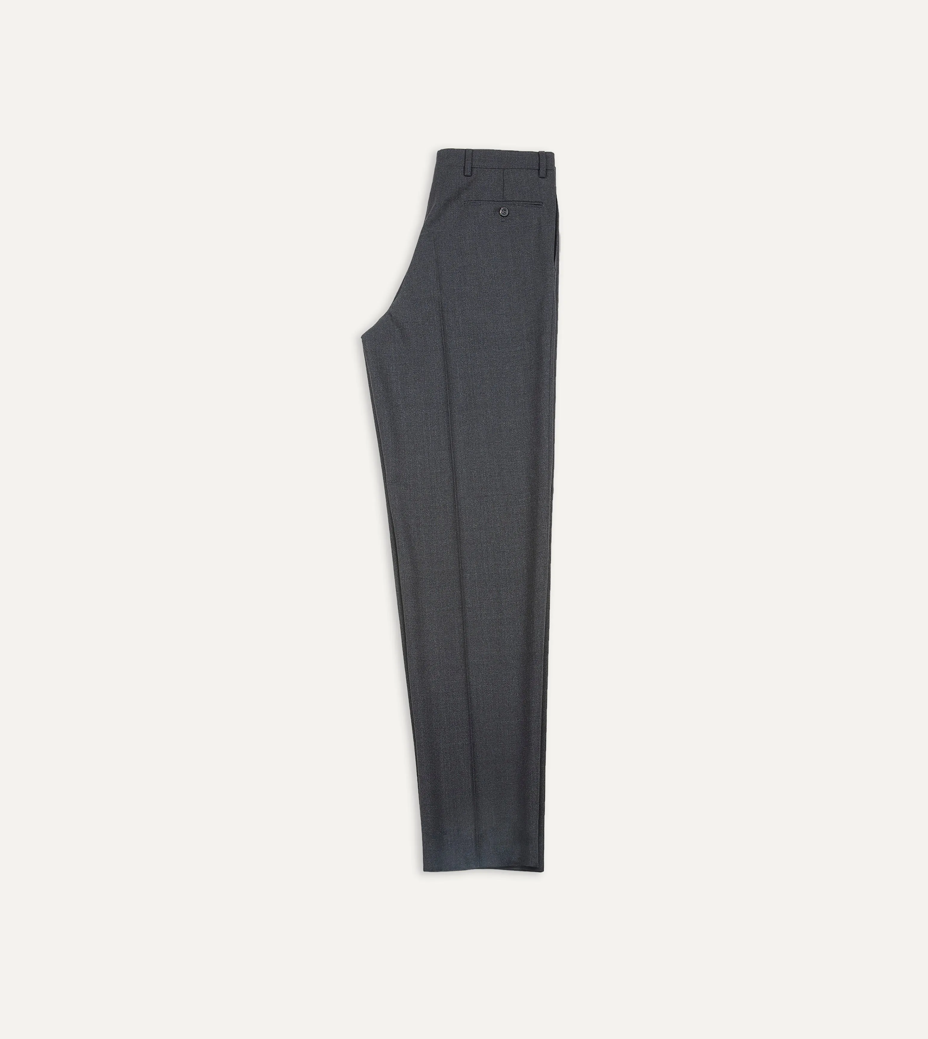 Charcoal Tropical Wool Flat Front Trouser