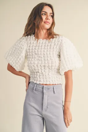 Ella Textured Blouse Off White