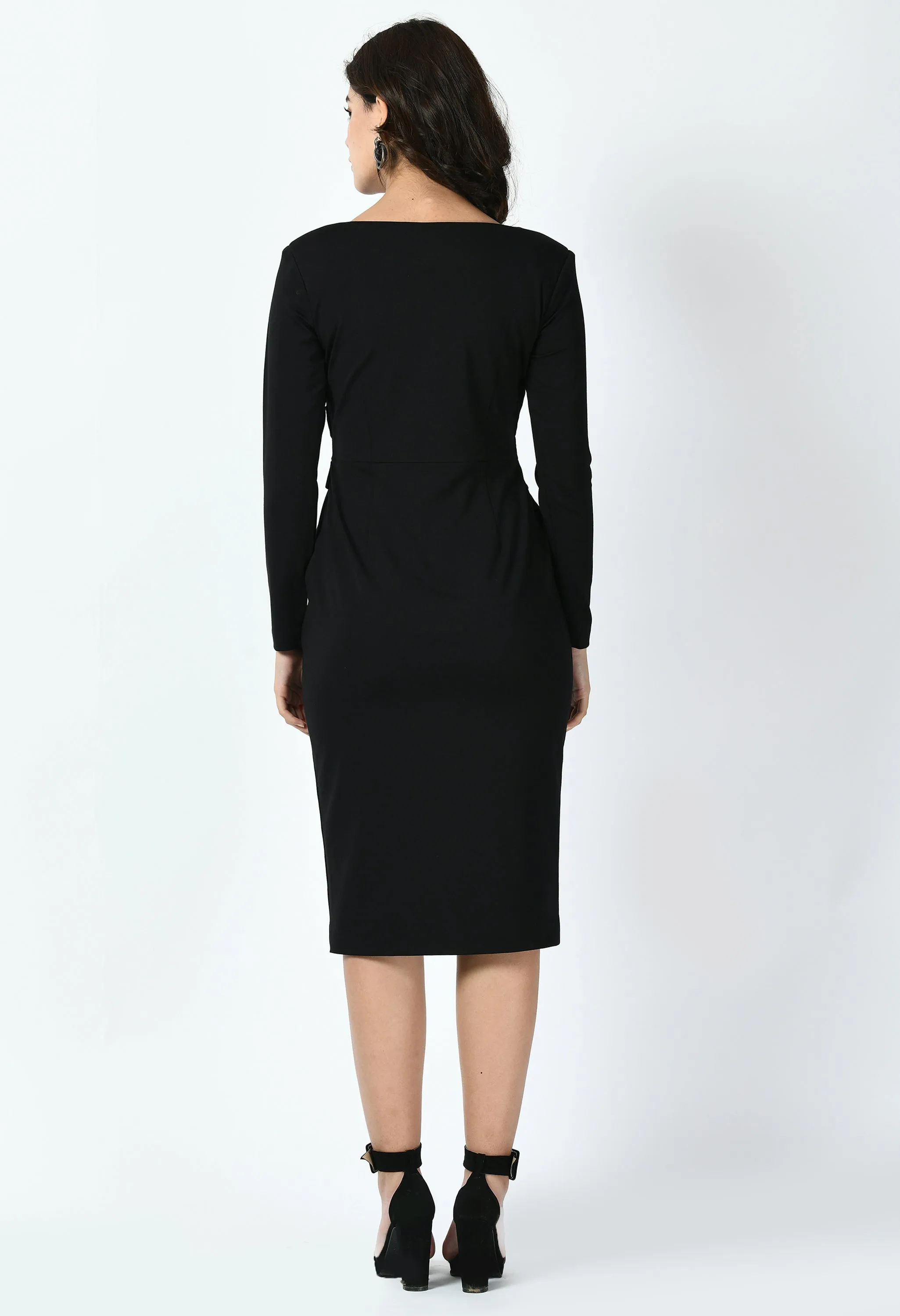 Exude Pinnacle Padded Shoulder Sheath Dress (Black)