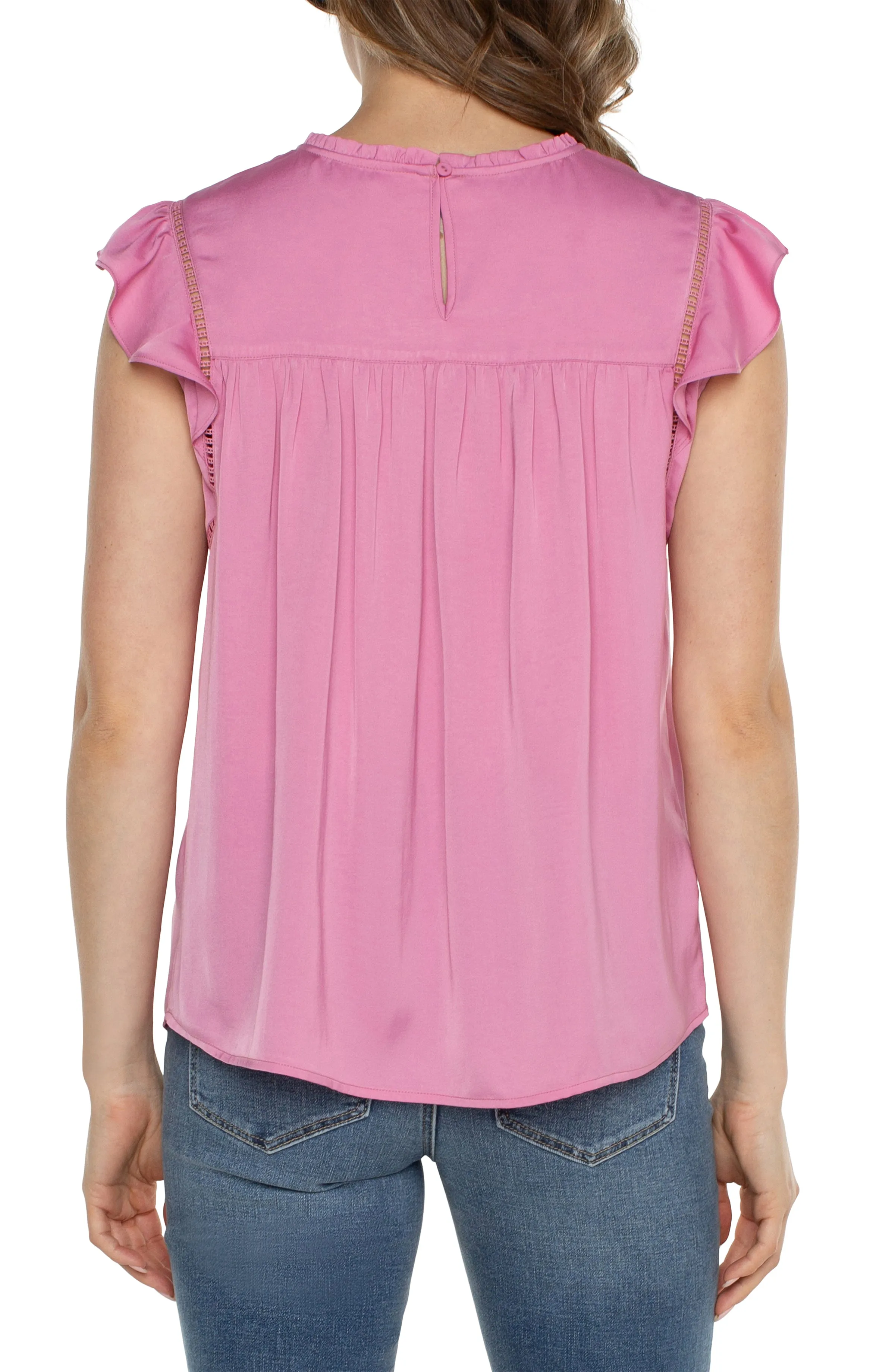 FLUTTER SLEEVE WOVEN TOP