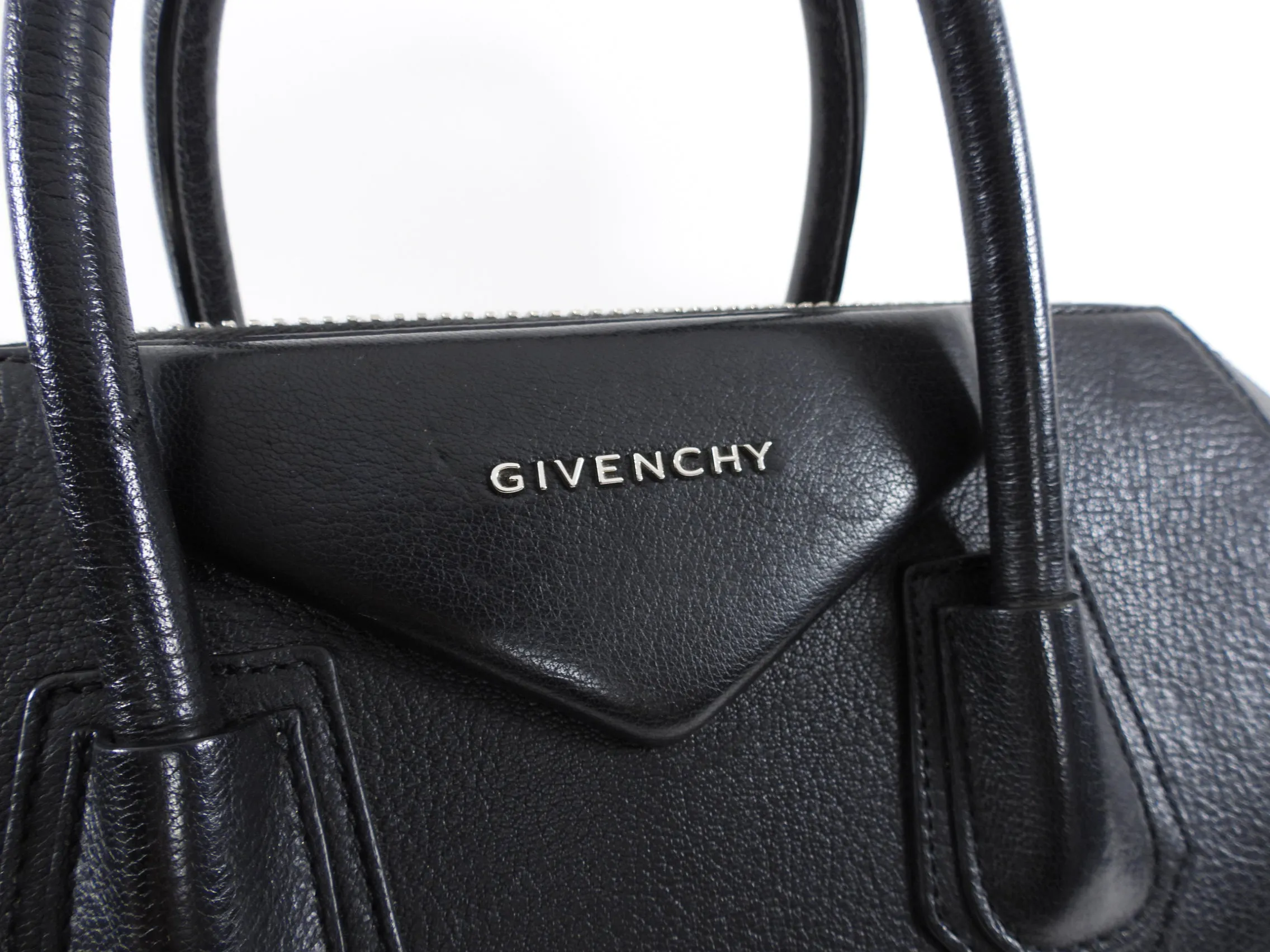 Givenchy Antigona Medium Black Leather and Silvertone Hardware