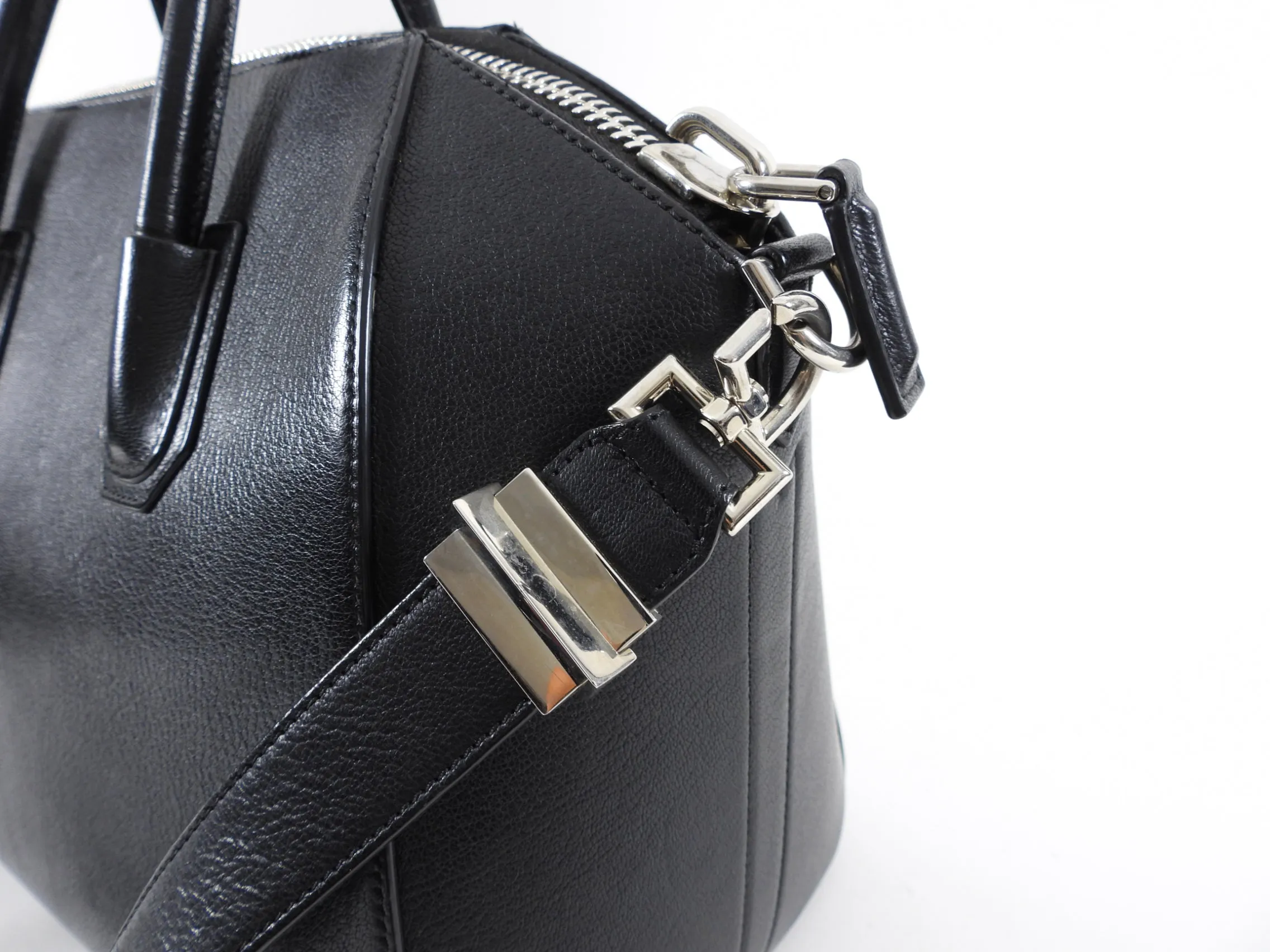 Givenchy Antigona Medium Black Leather and Silvertone Hardware