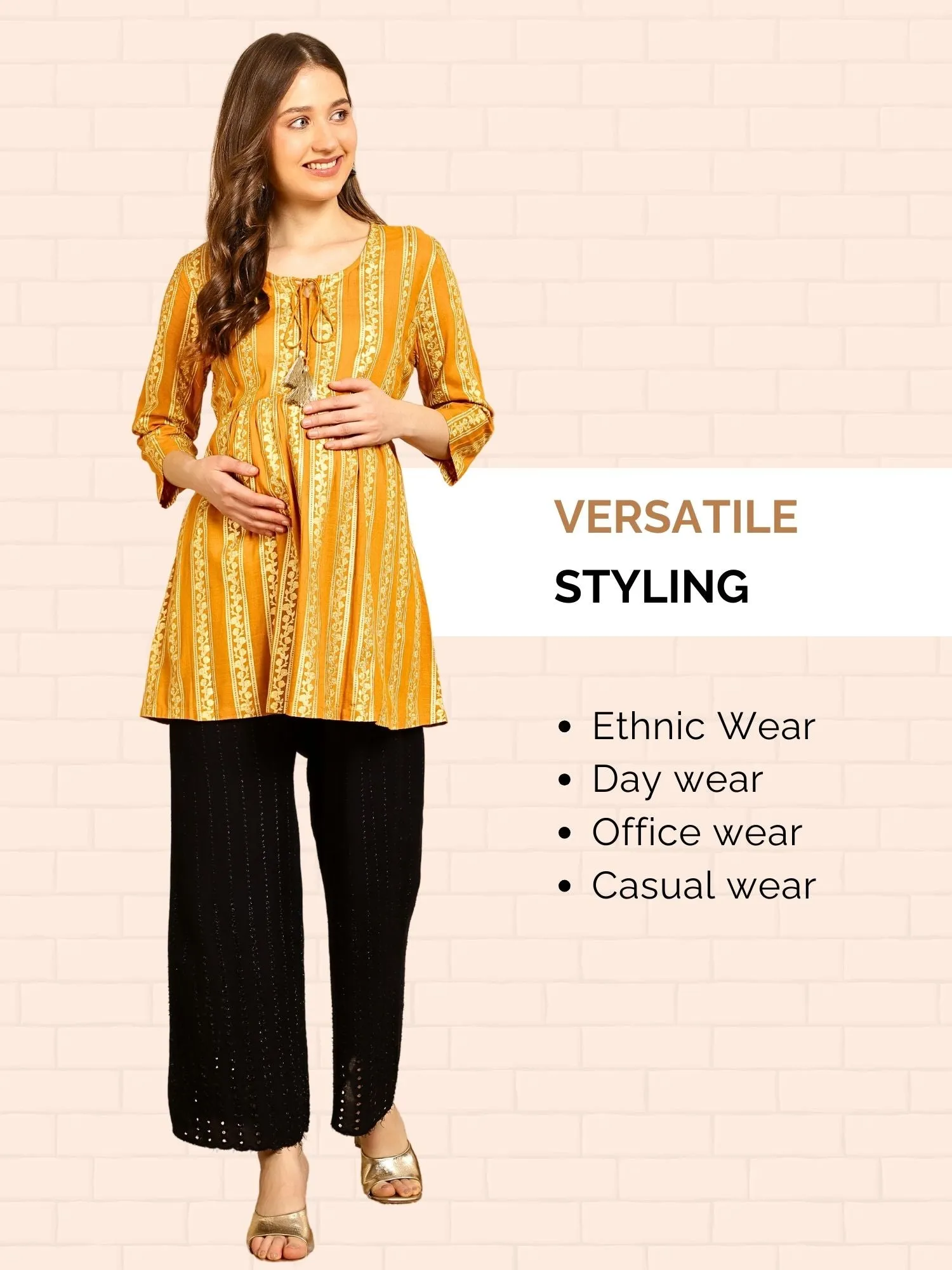 Golden Yellow Nursing Long Tops