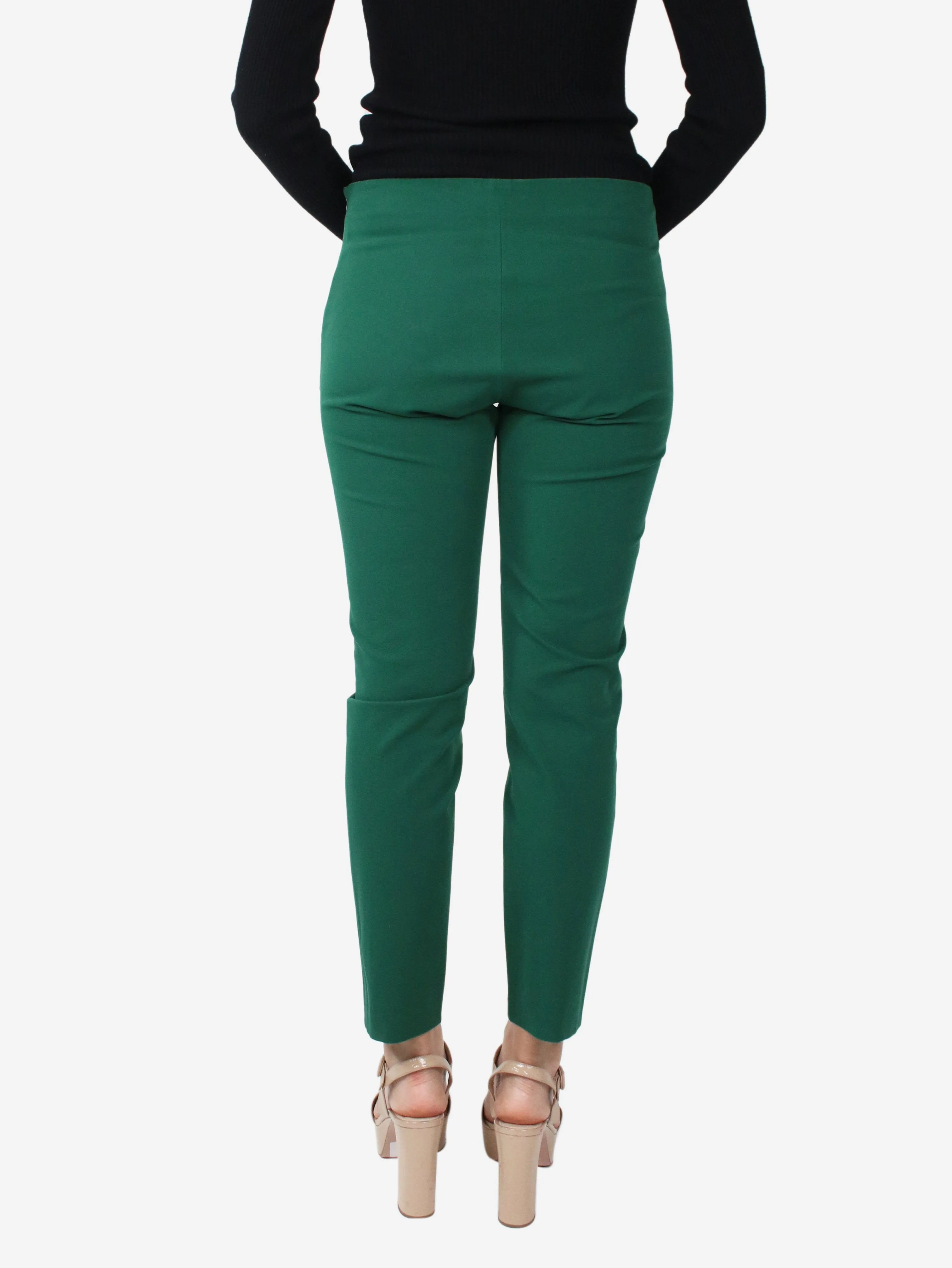 Green straight-leg tailored trousers - size UK 14