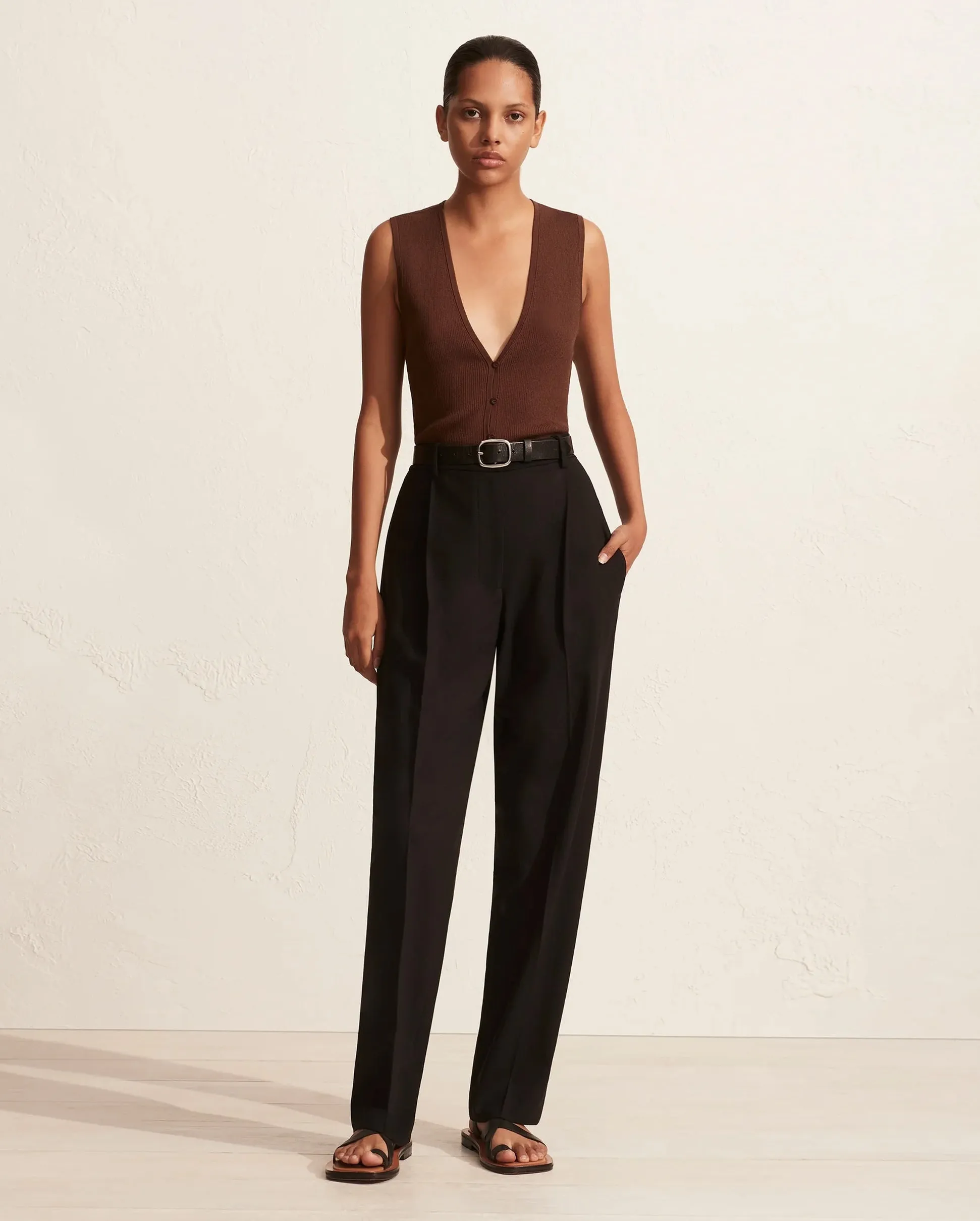 HIGH WAIST PLEAT PANT / BLACK