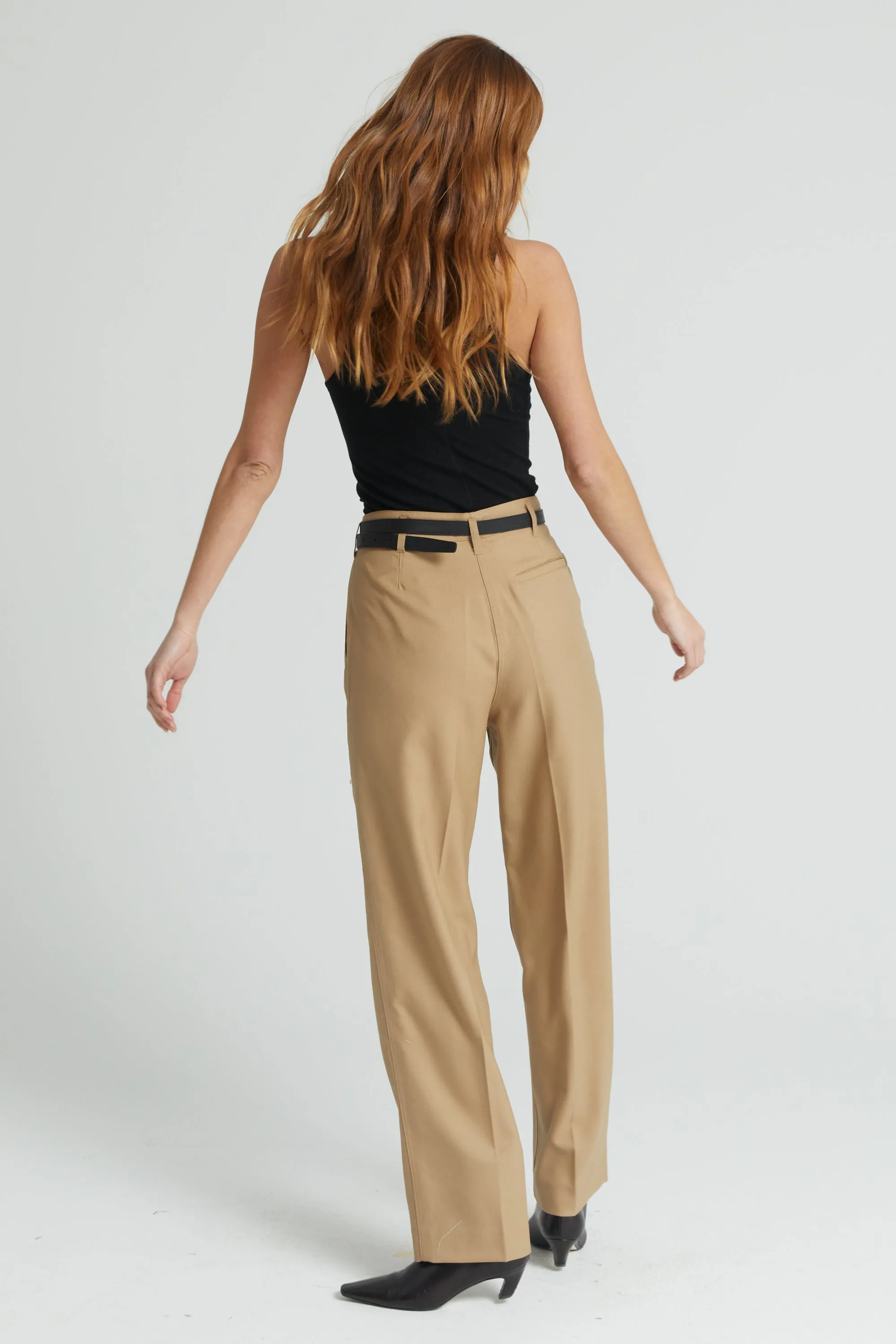 High Waisted Straight Leg Trousers