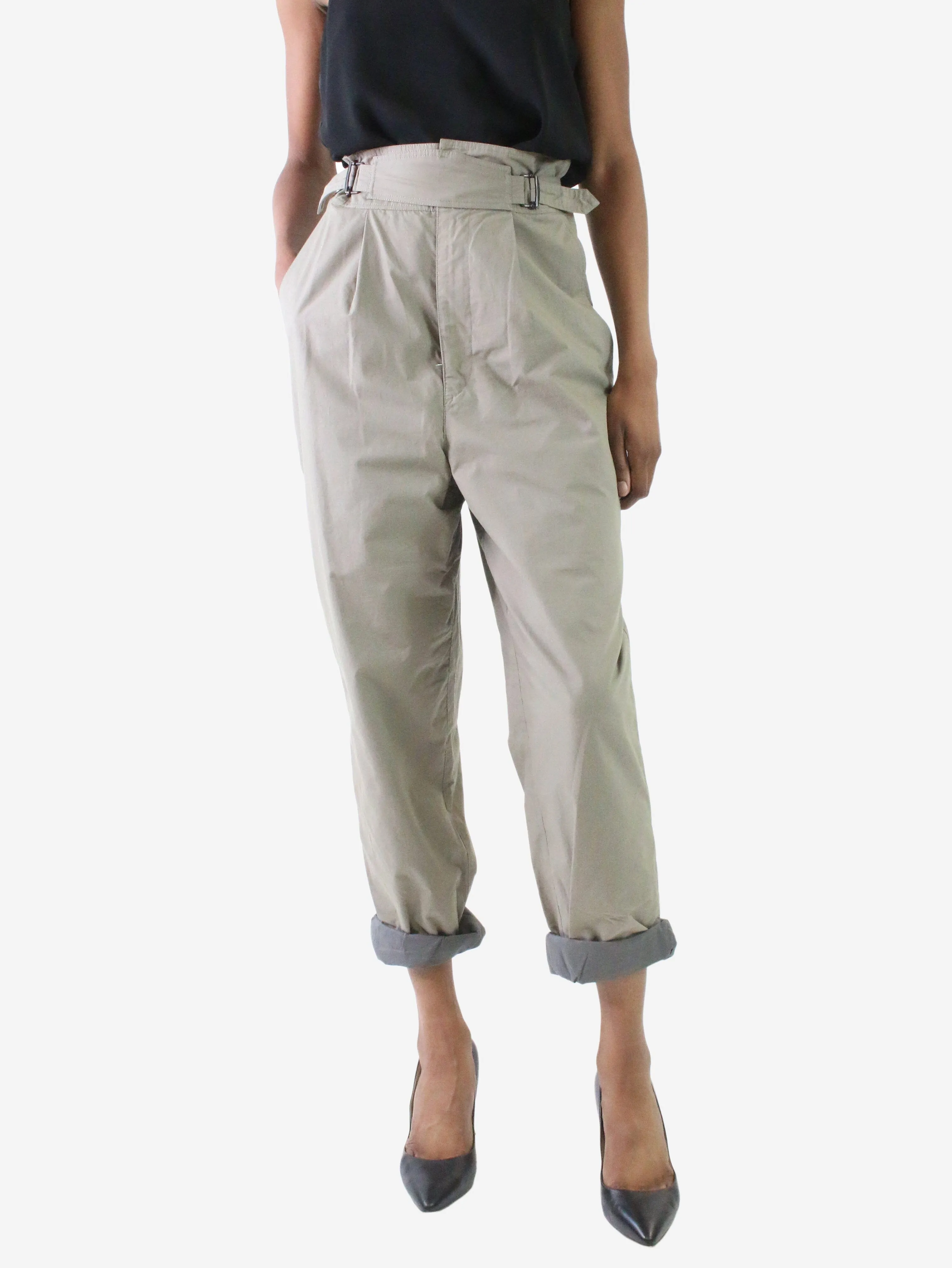 Isabel Marant Green belted balloon trousers - size UK 6