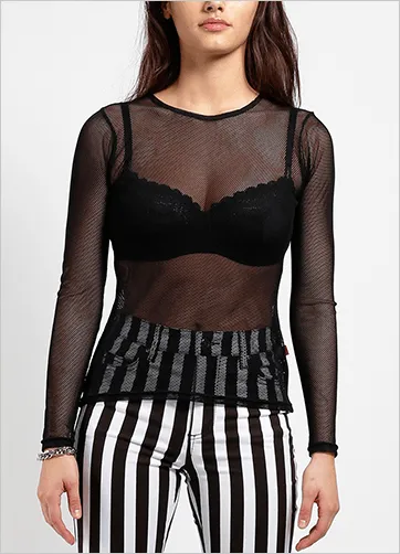 LADIES FISHNET LS - BLK