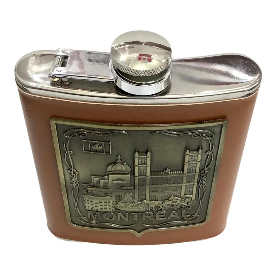 Leather MONTREAL STAINLESS STEEL 8 OZ Flask