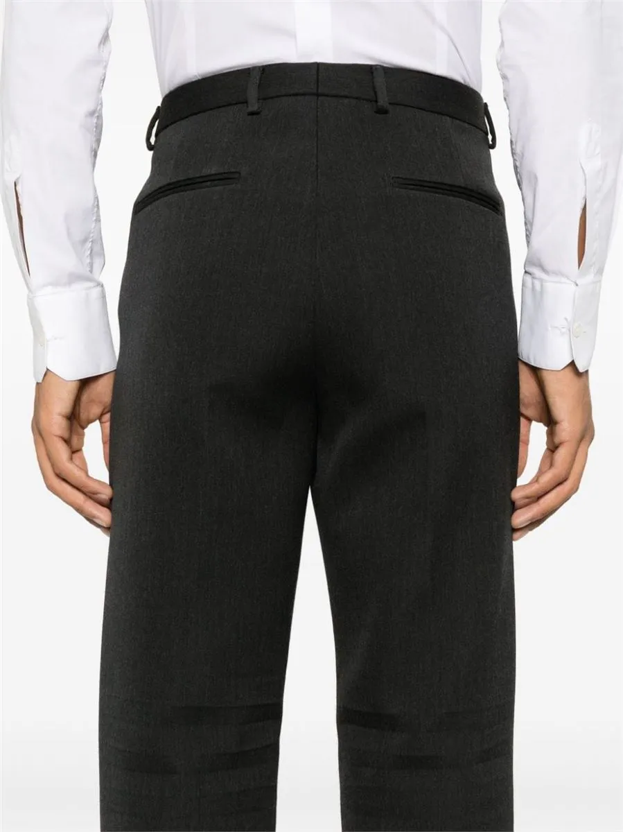 LOGO-EMBROIDERED WOOL TROUSERS