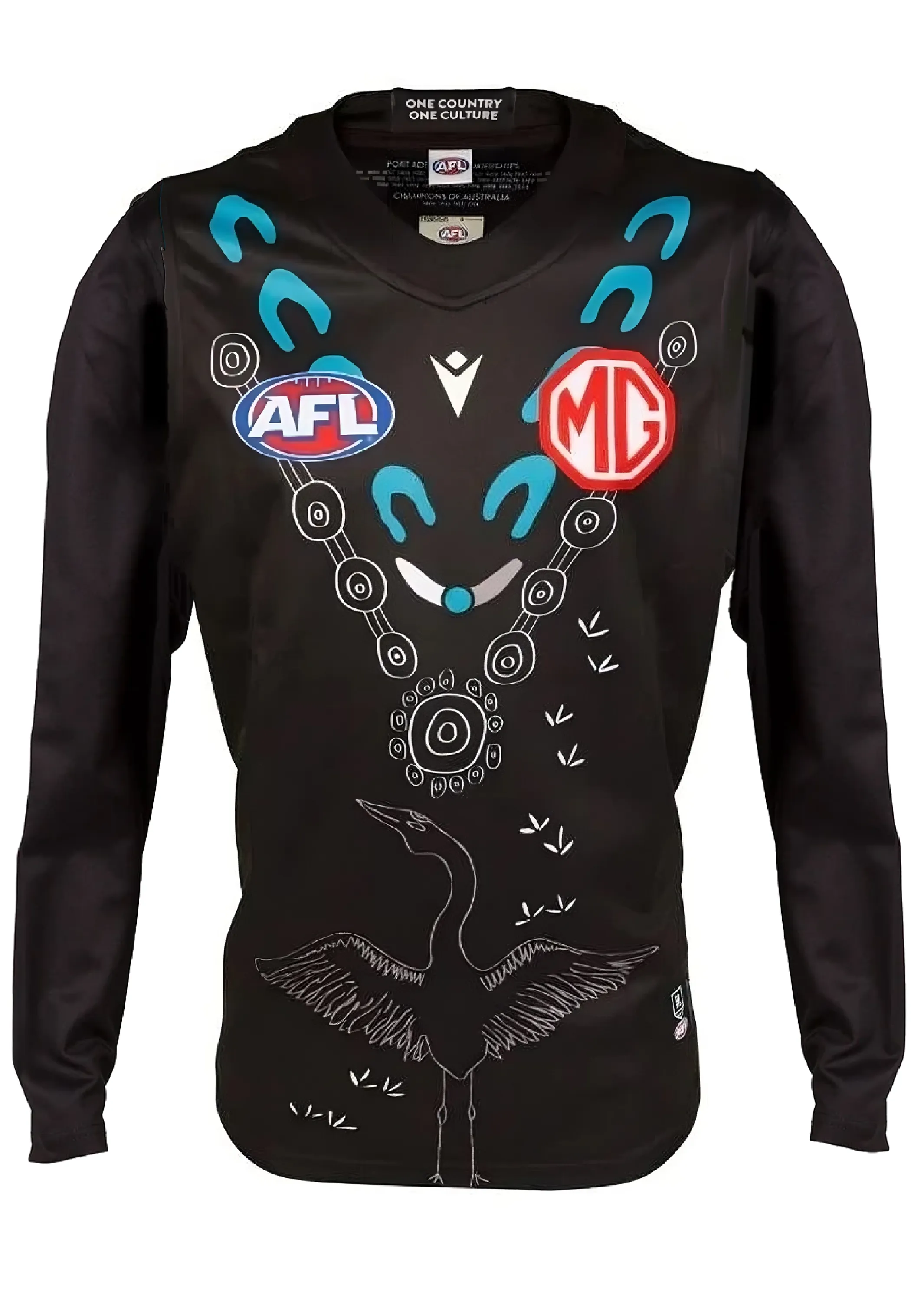 Macron Mens Port Adelaide M21 Indigenous LS Guernsey <BR> 58542678