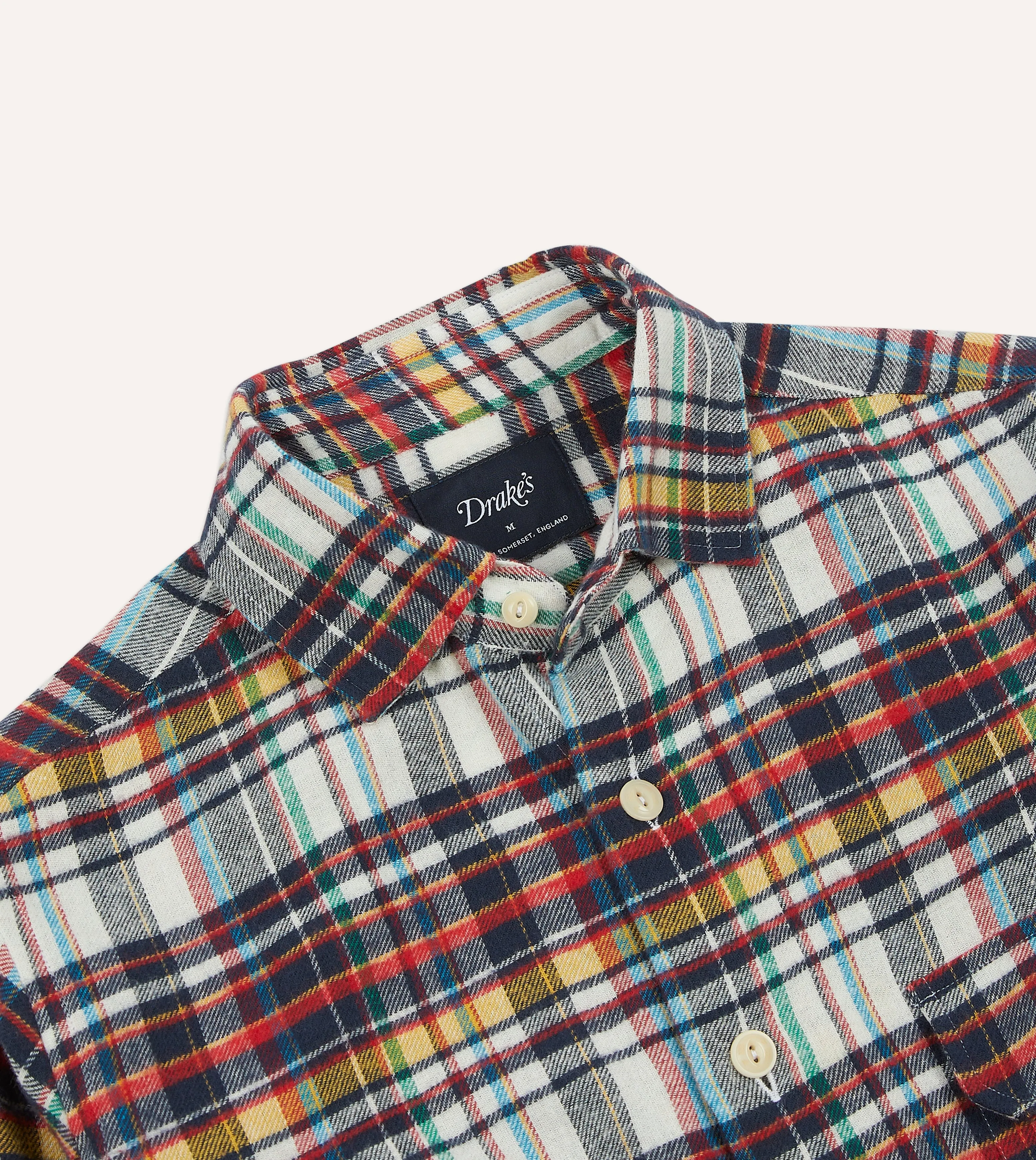 Multi Check Brushed Cotton Two-Pocket Work Shirt