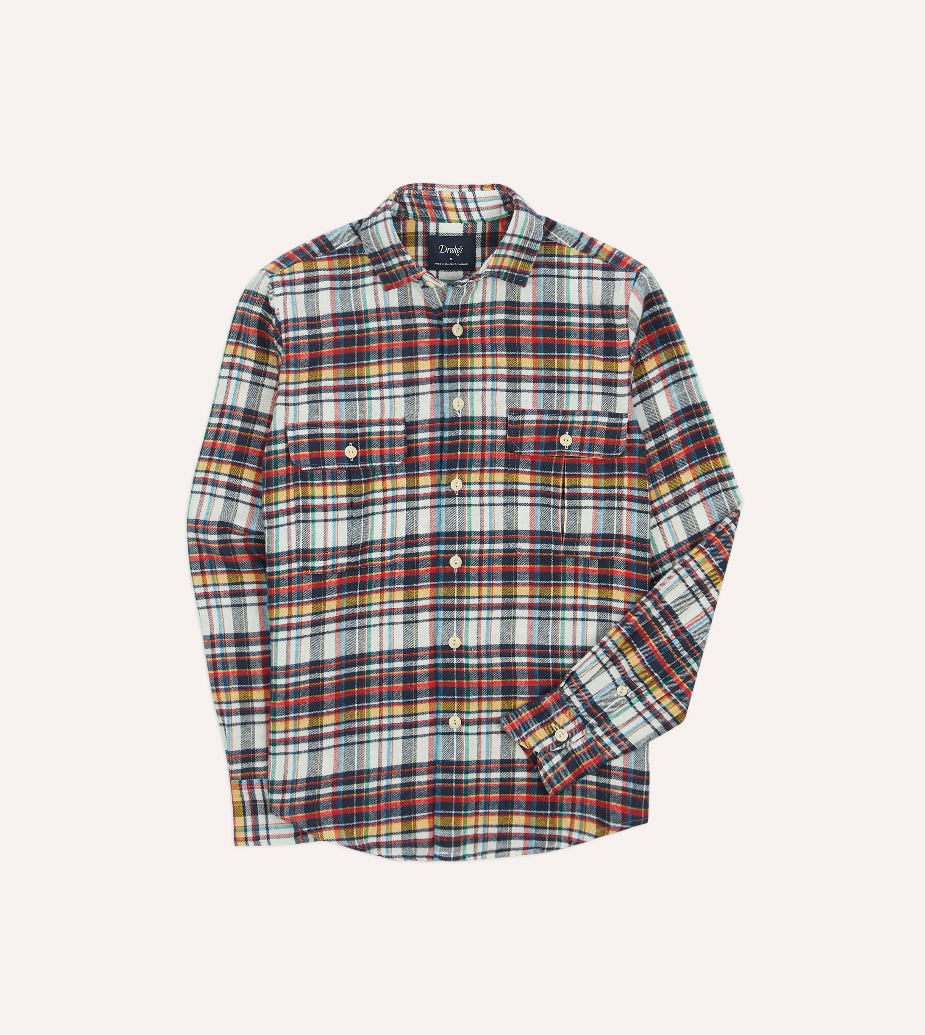 Multi Check Brushed Cotton Two-Pocket Work Shirt