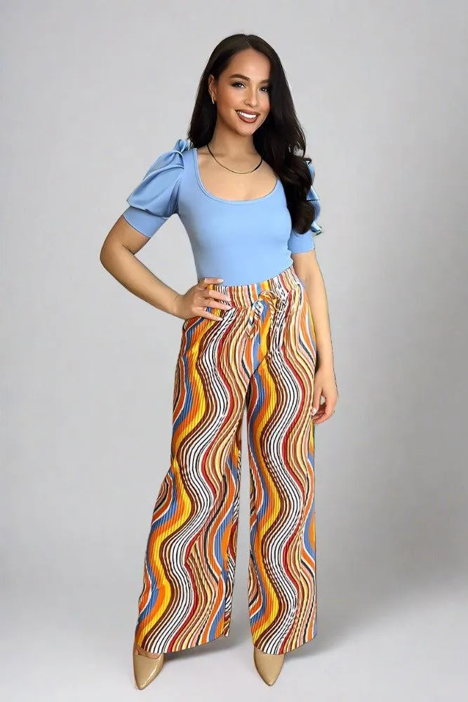 Multicolour Plisse Chiffon Trousers