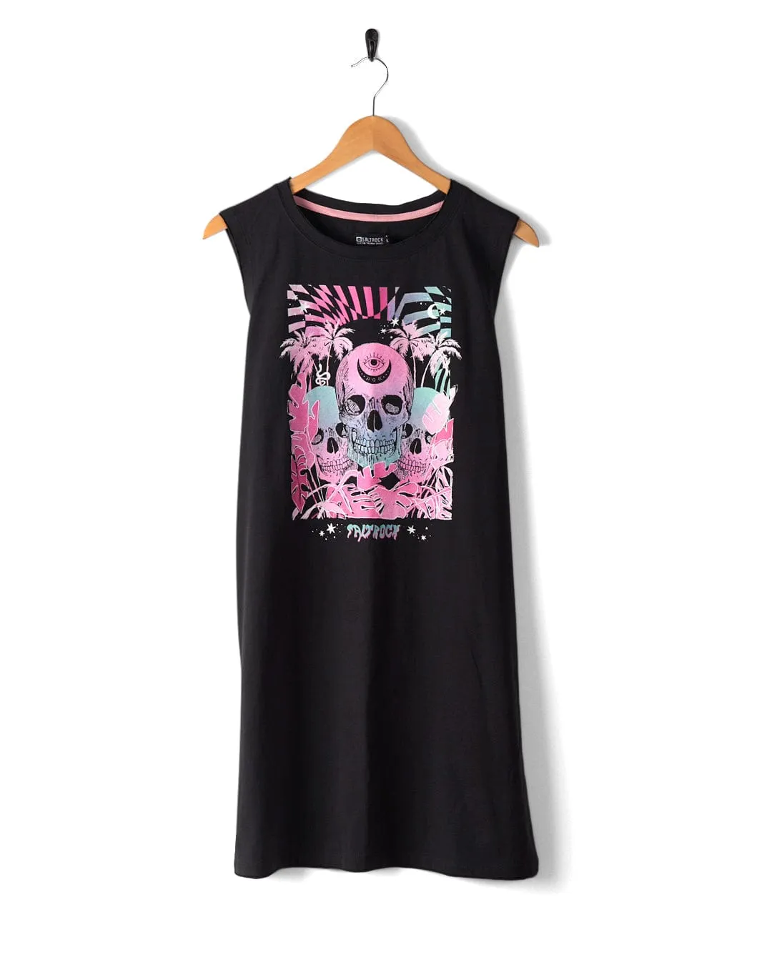 Mystic Skulls - Womens Jersey Vest Midi Dress - Black