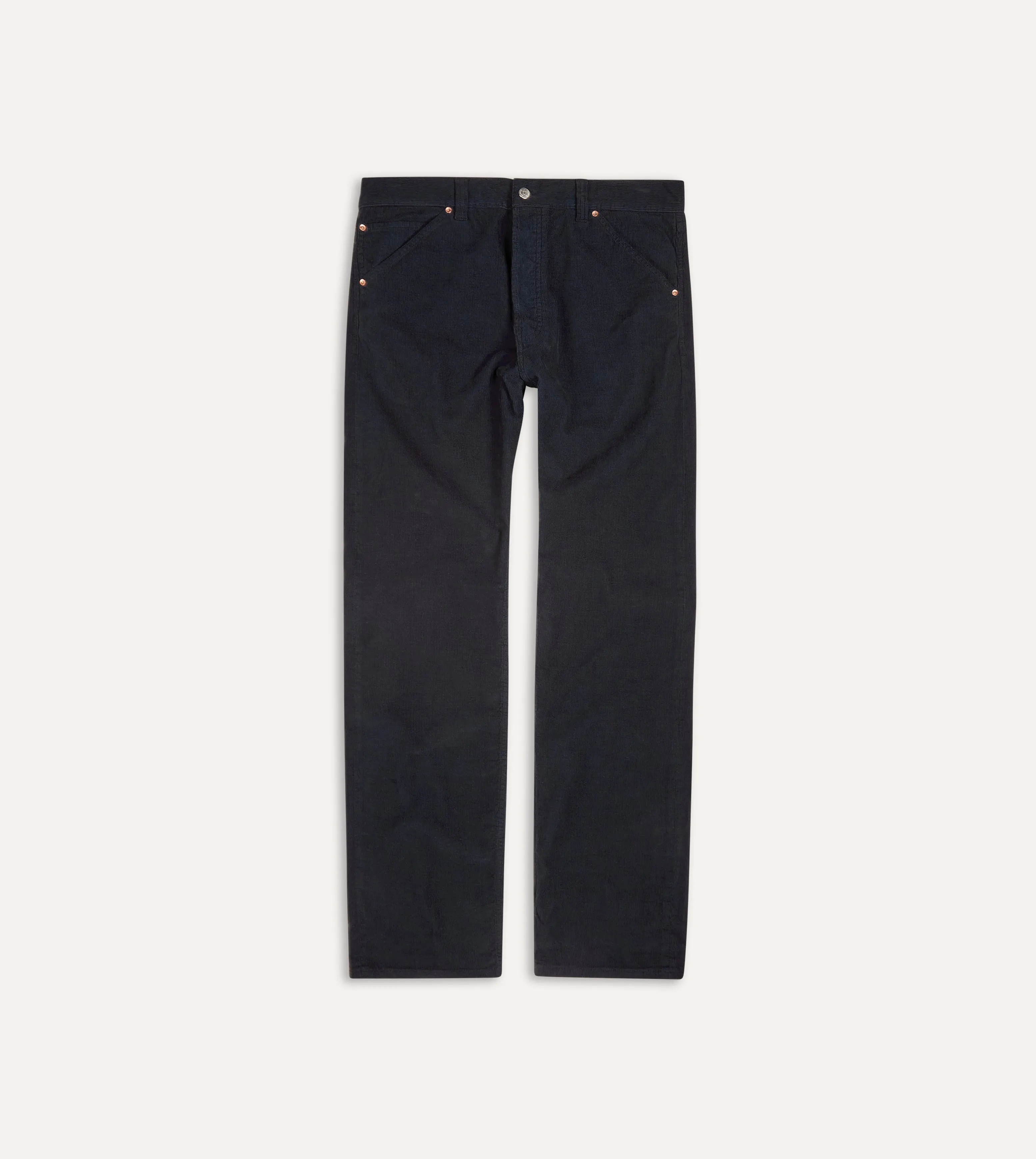 Navy Japanese Selvedge Needlecord Five-Pocket Trousers