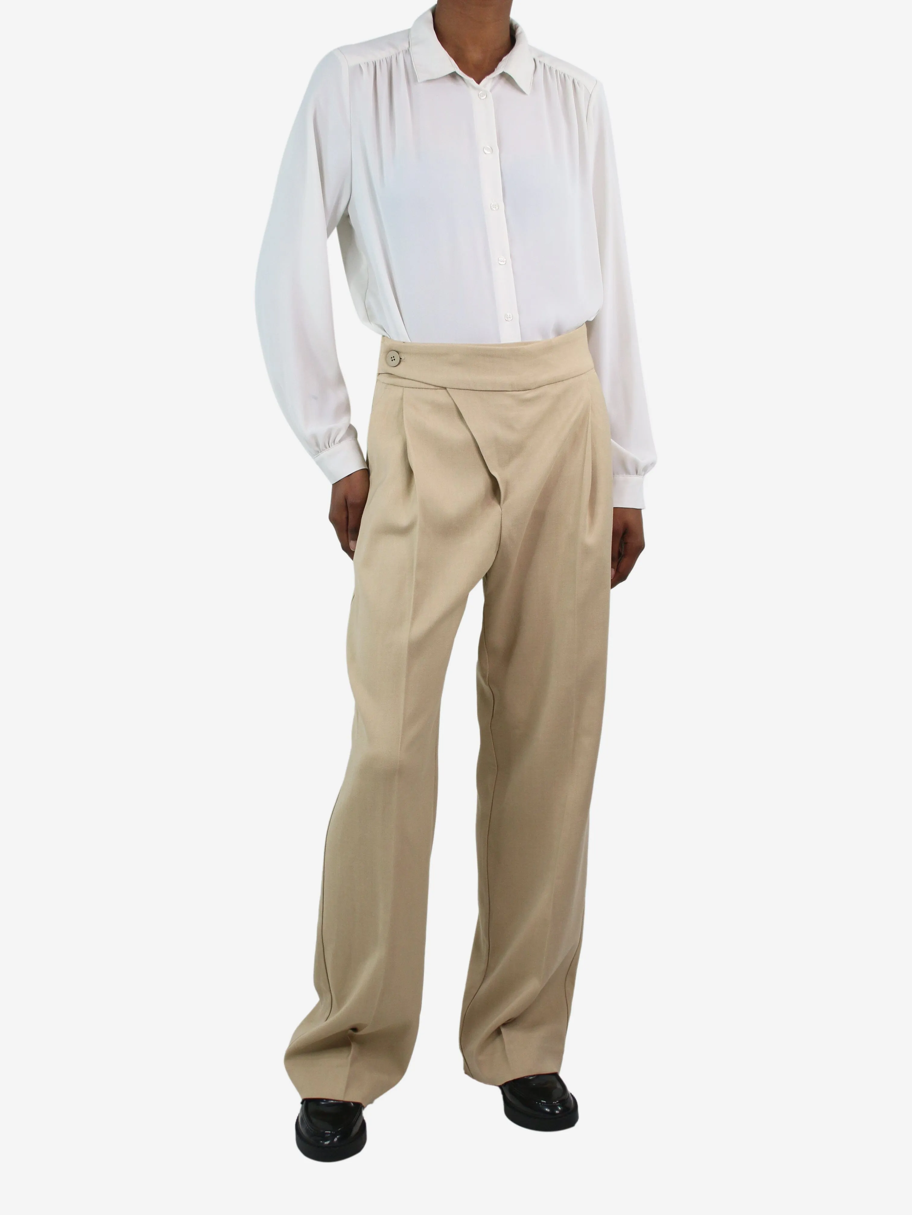 Neutral wool-blend trousers - size XS