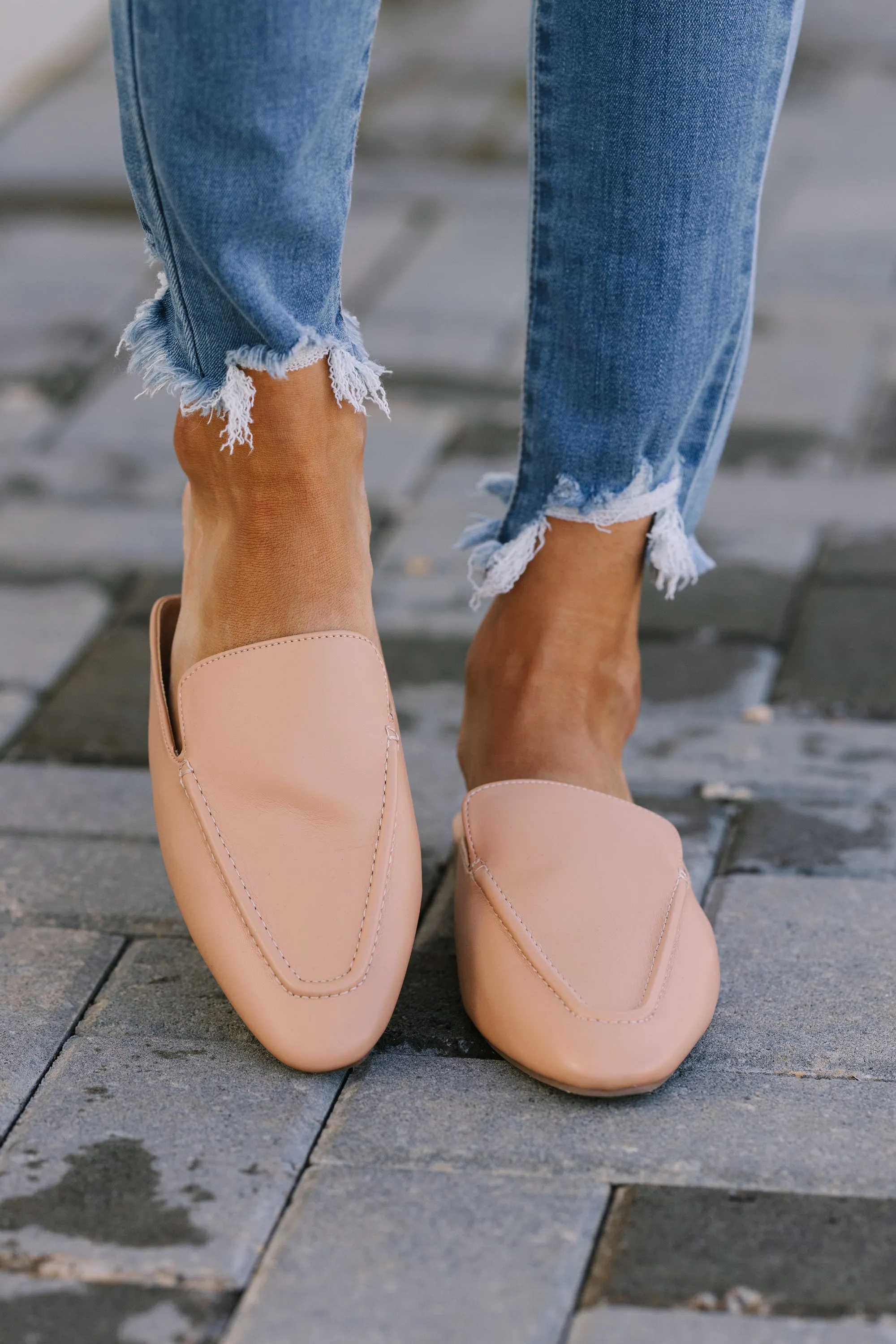 Official Business Beige Brown Flat Mules