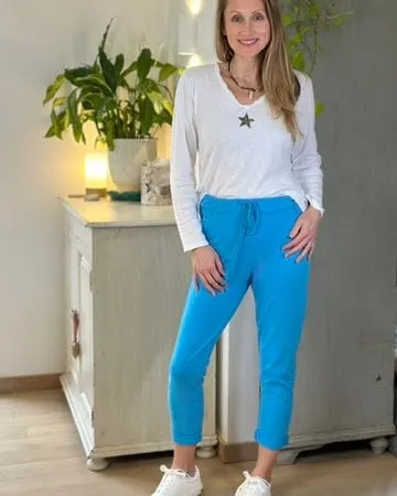 Plain Cotton Joggers - Turquoise