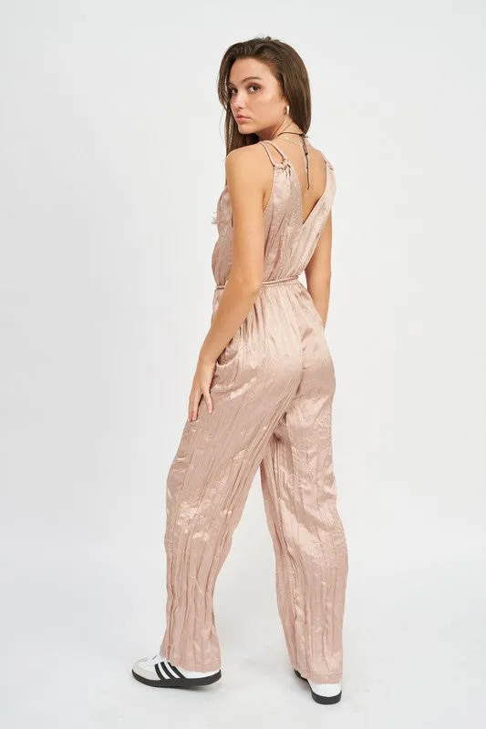 PLEARED WIDE LEG JUMPSUIT