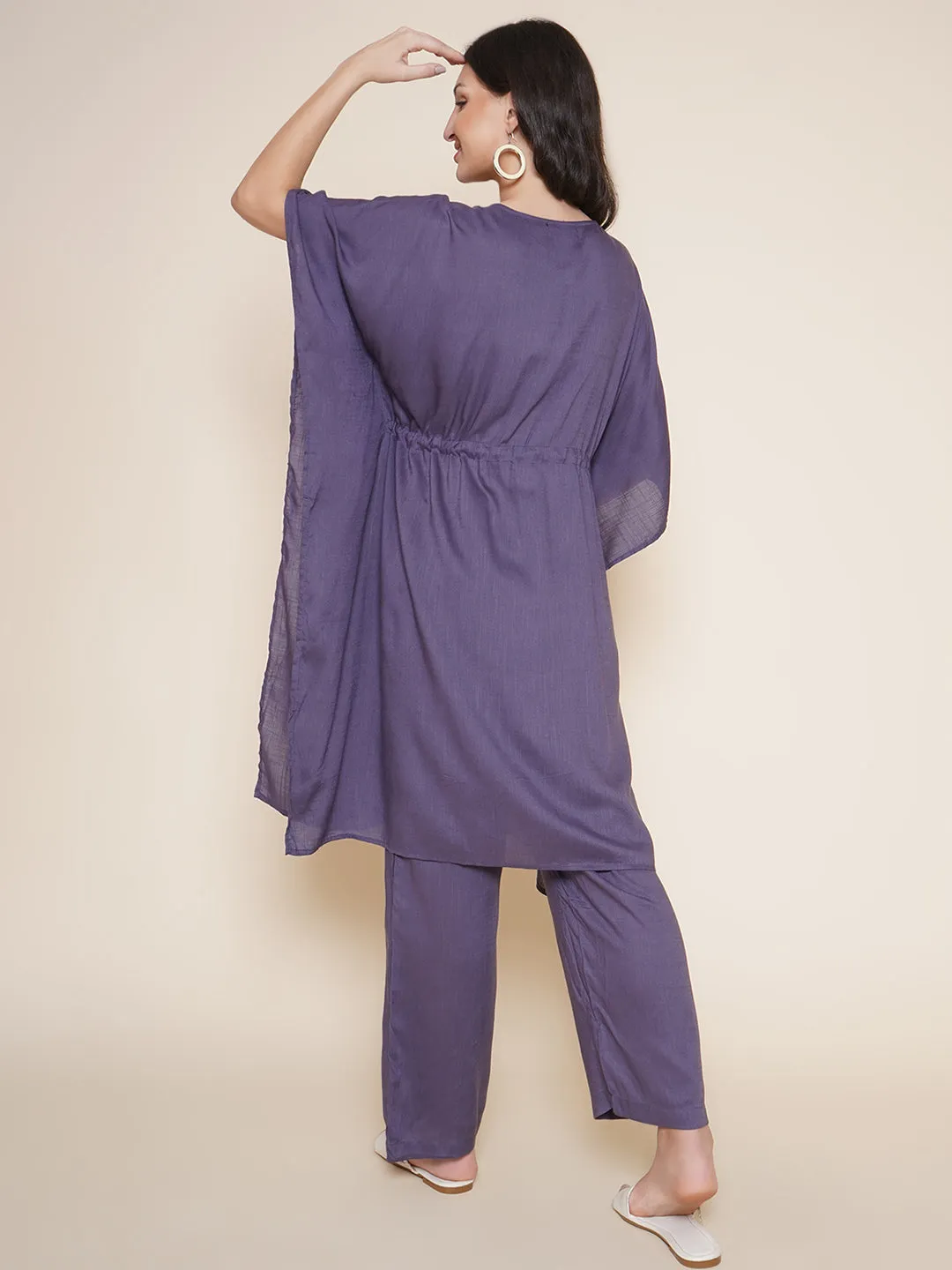 Purple Grey Maternity and Nursing Kaftaan Set