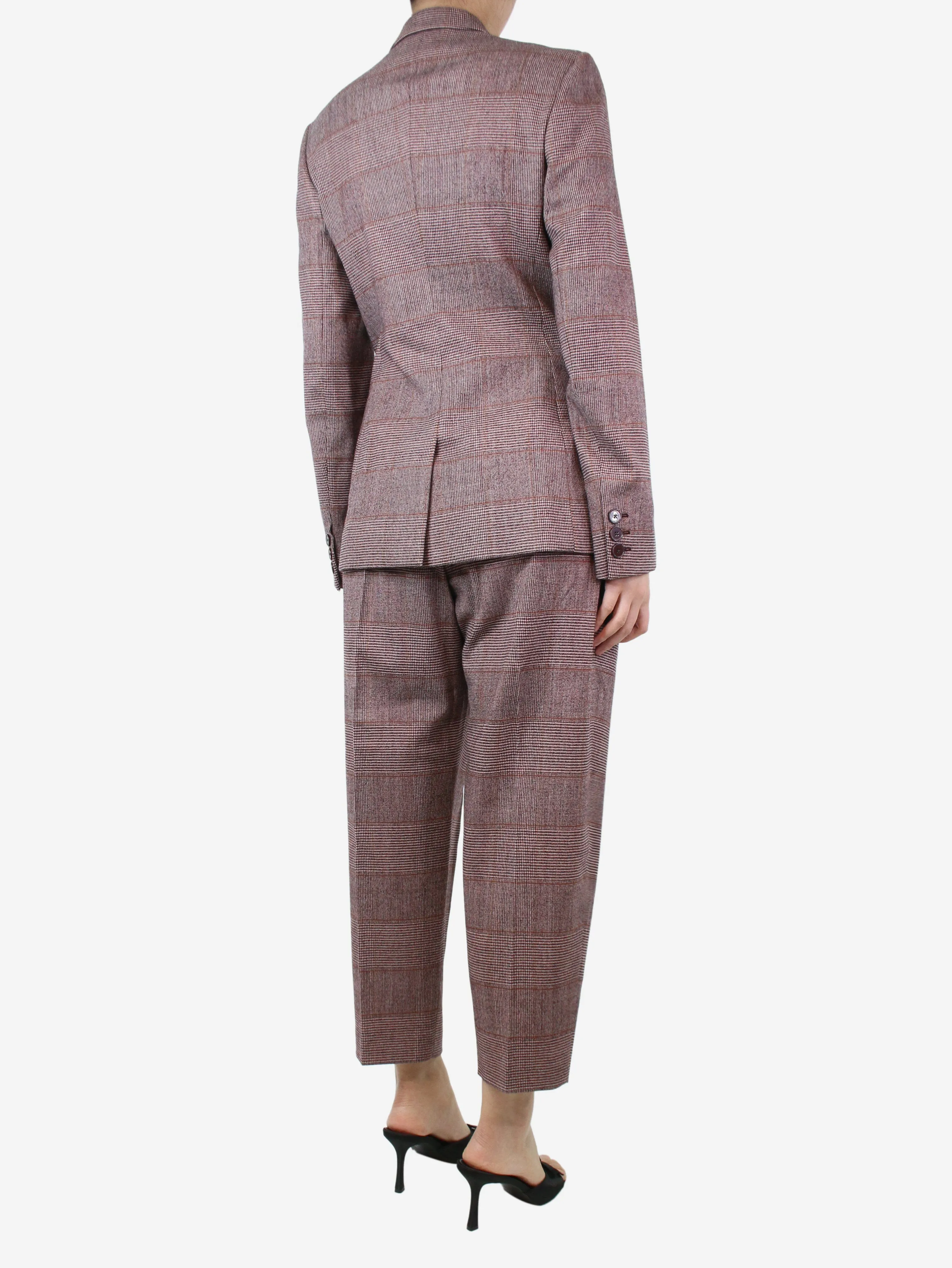 Red houndstooth blazer and trousers set - size UK 10