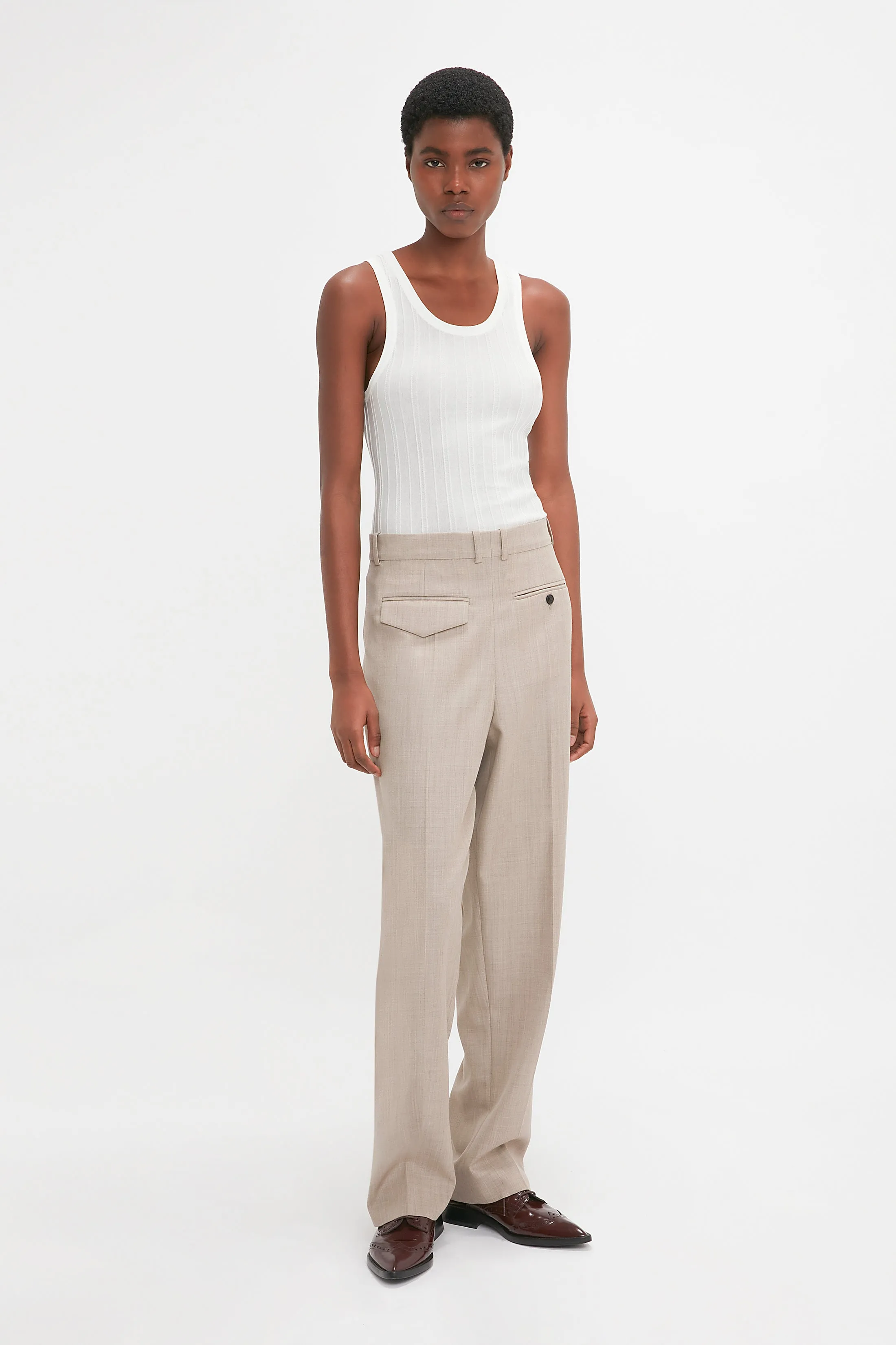 Reverse Front Trouser In Sesame