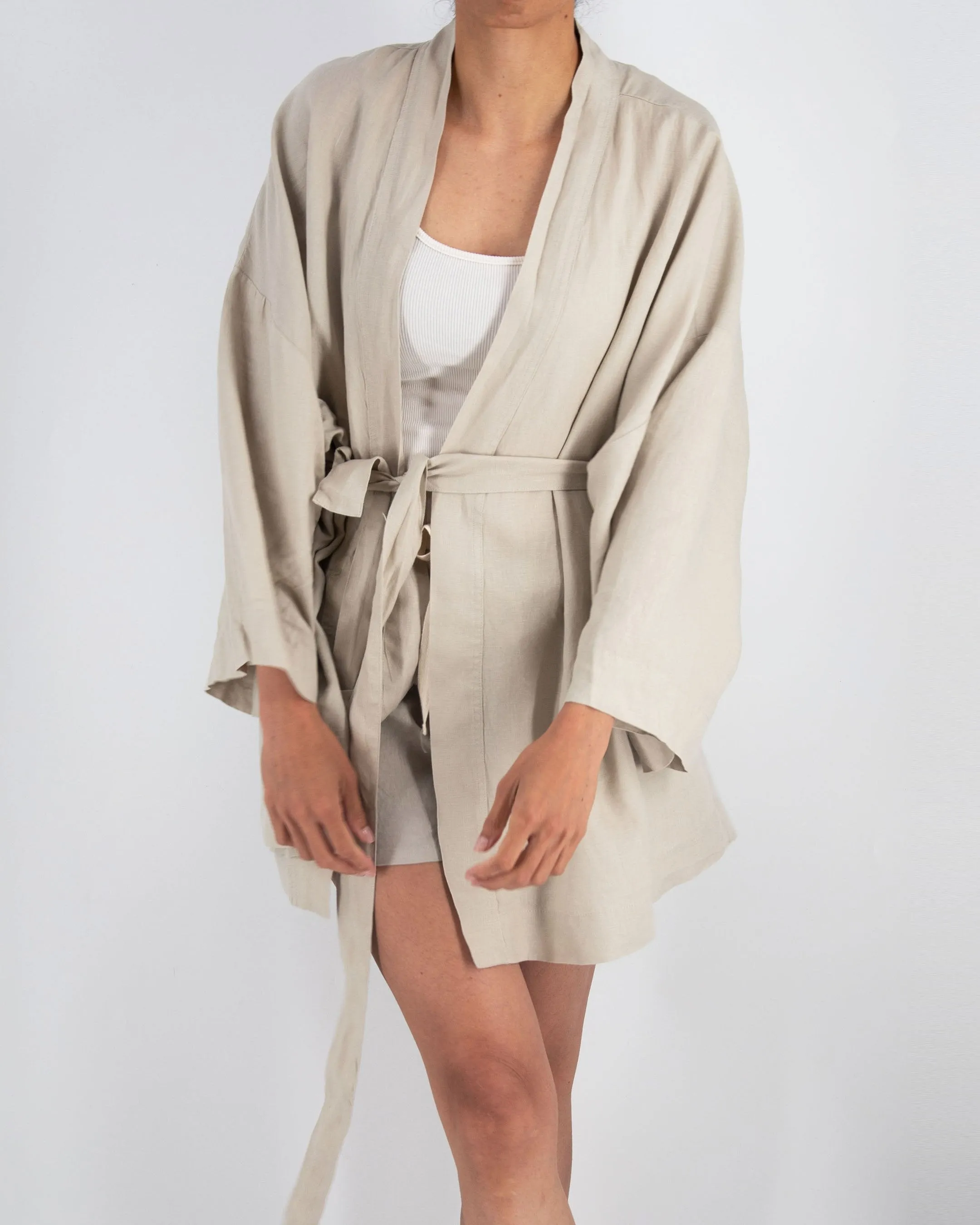 Rie Short Linen Kimono Set