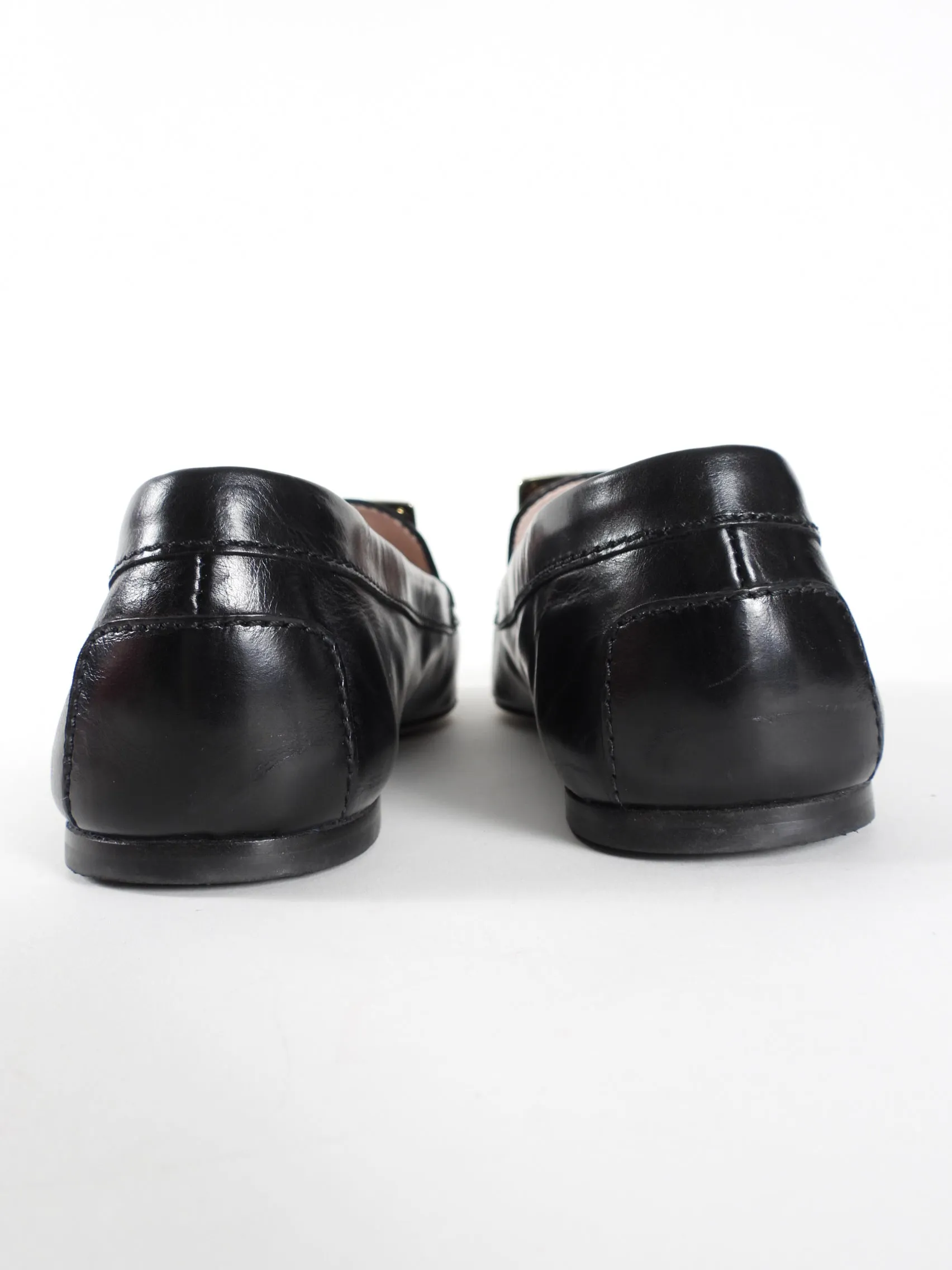 Roger Vivier Black Leather Viv Driver Buckle Loafer - 38 / 8