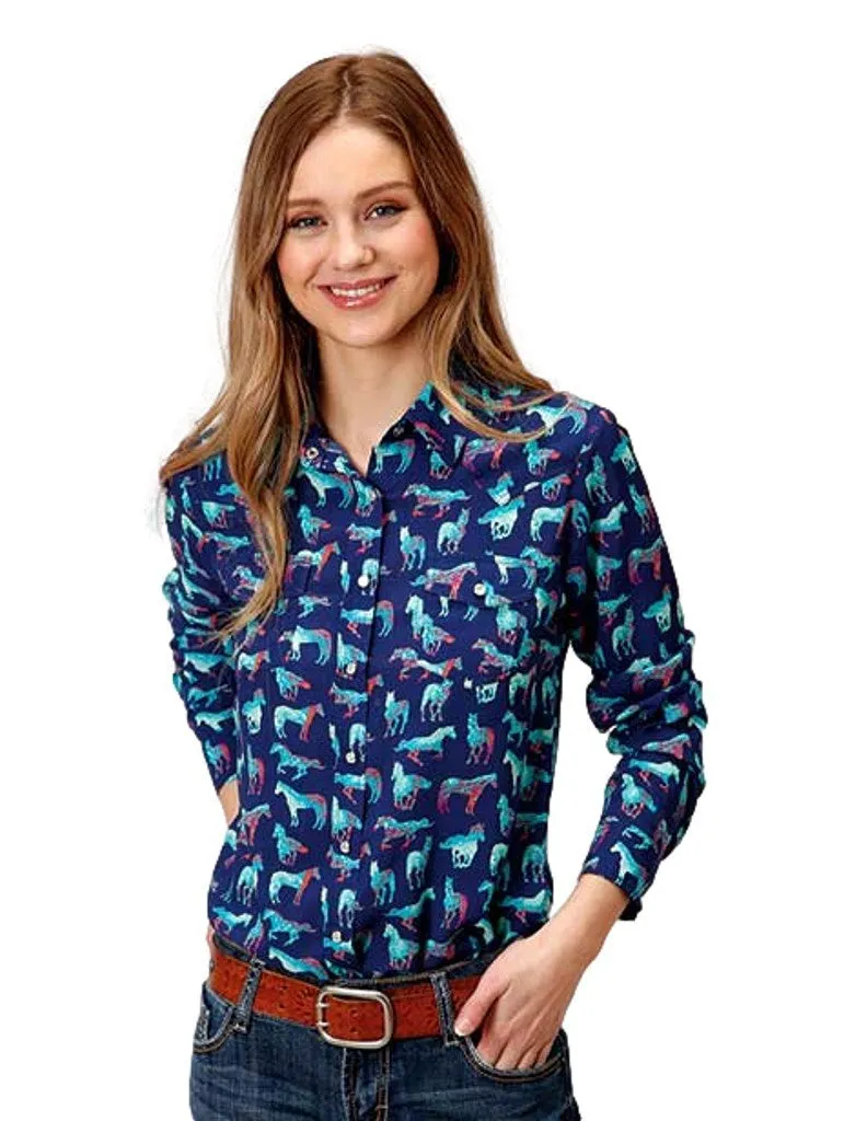 Roper Womens Five Star Horse Print Shirt