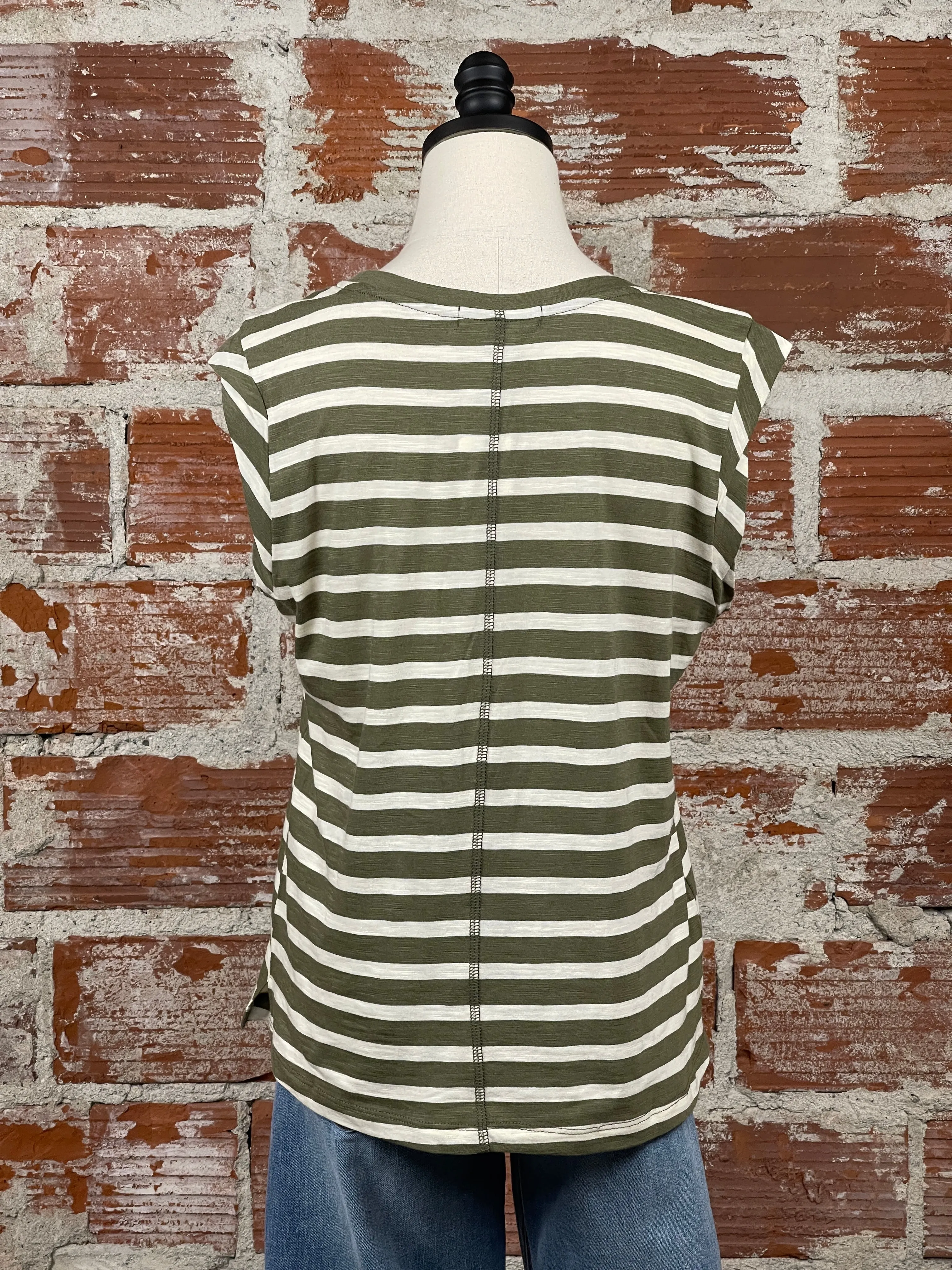 Sanctuary Traveler Tank in Ecru and Olive Stripe