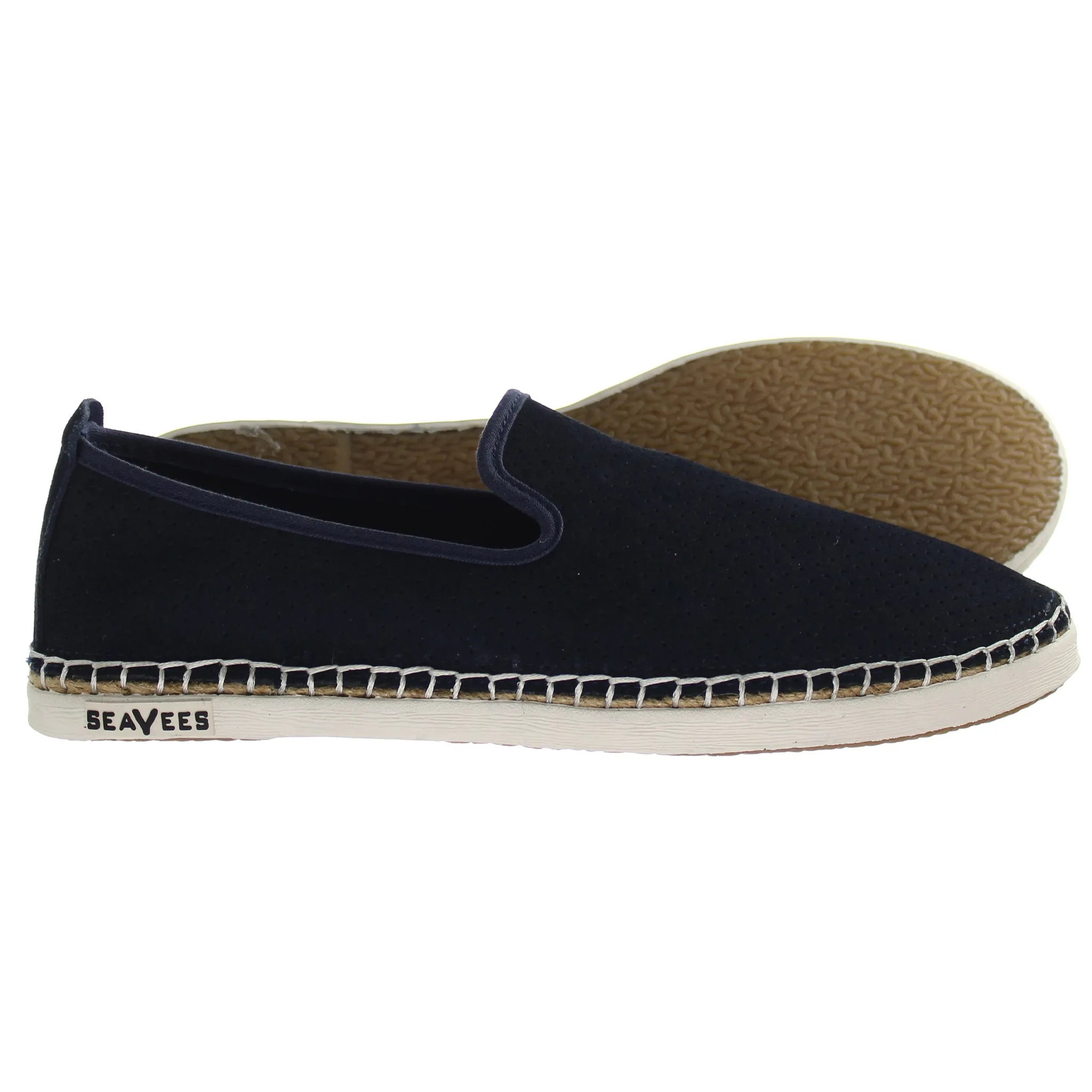 SeaVees Ocean Park Slip-On Blue Suede Leather Womens Espadrilles