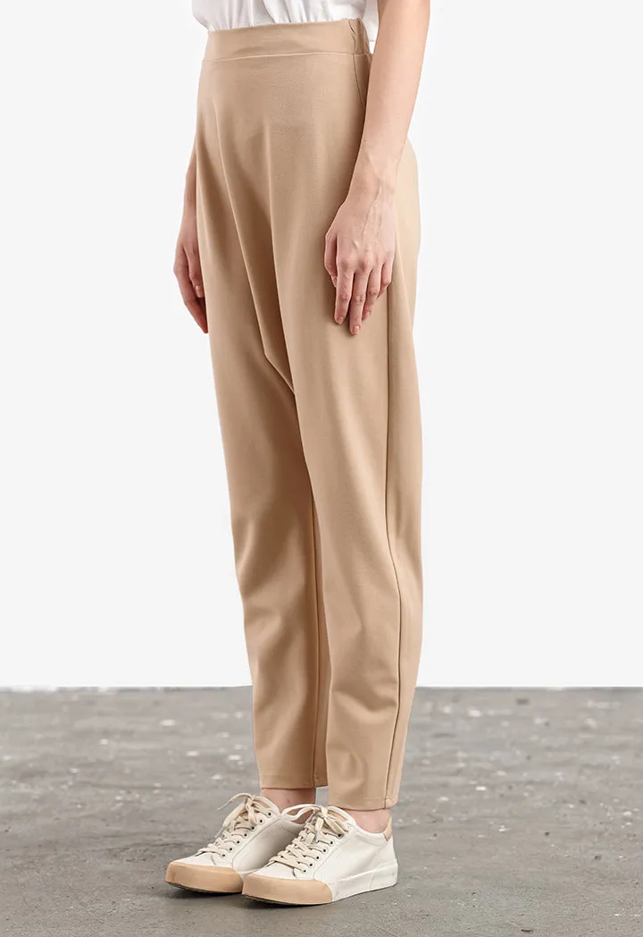 Solid Hi-Rise Tapered Leg Trouser