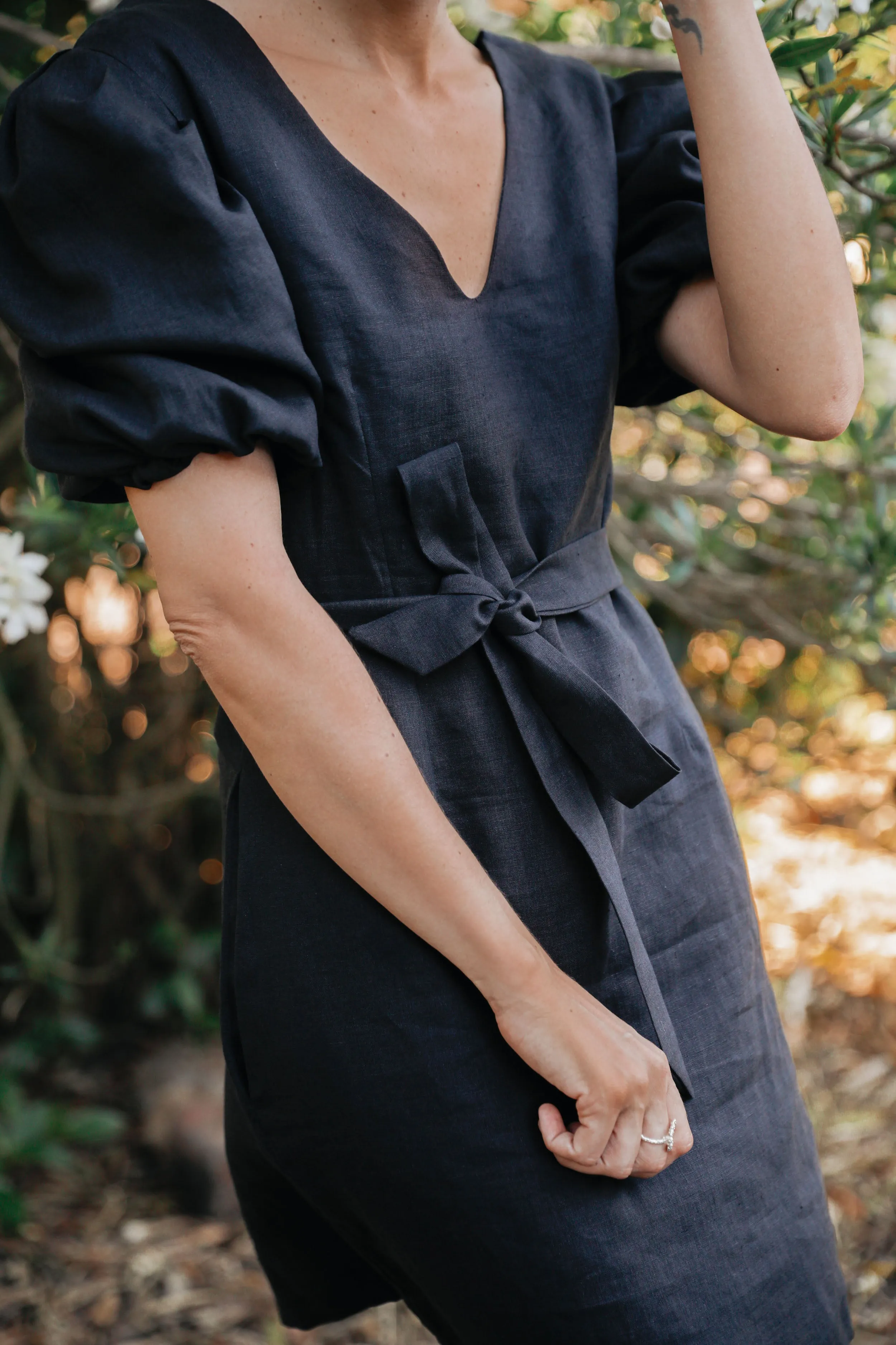 the Midday dress in Black Linen