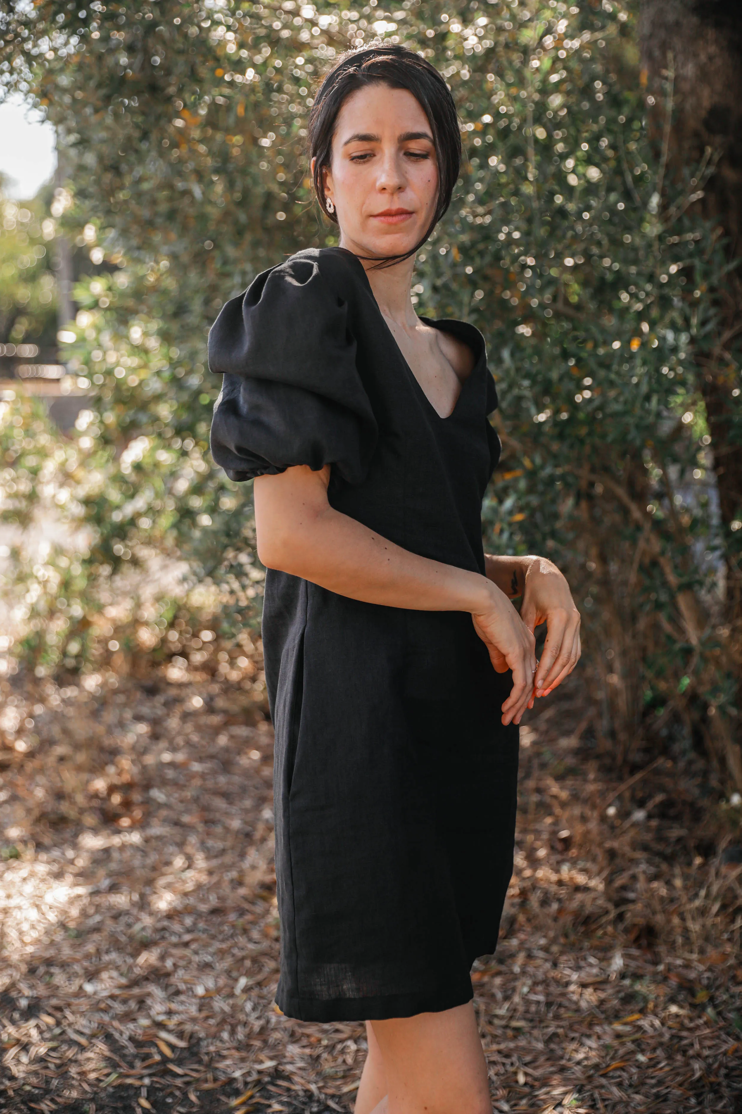 the Midday dress in Black Linen