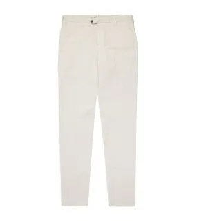 Trunk Welbeck Flat Front Cotton Trousers: Bone