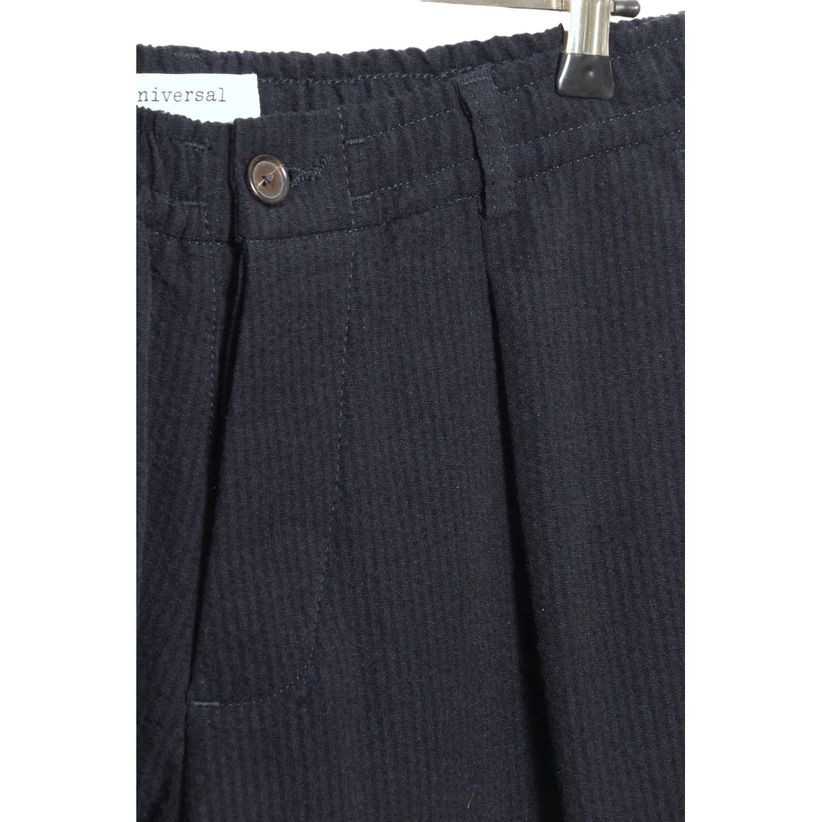 Universal Works Pleated Track Pant 29727 Wool Cot Seersucker navy