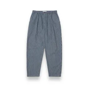 Universal Works Pleated Track Pant 30546 hickory stripe denim indigo