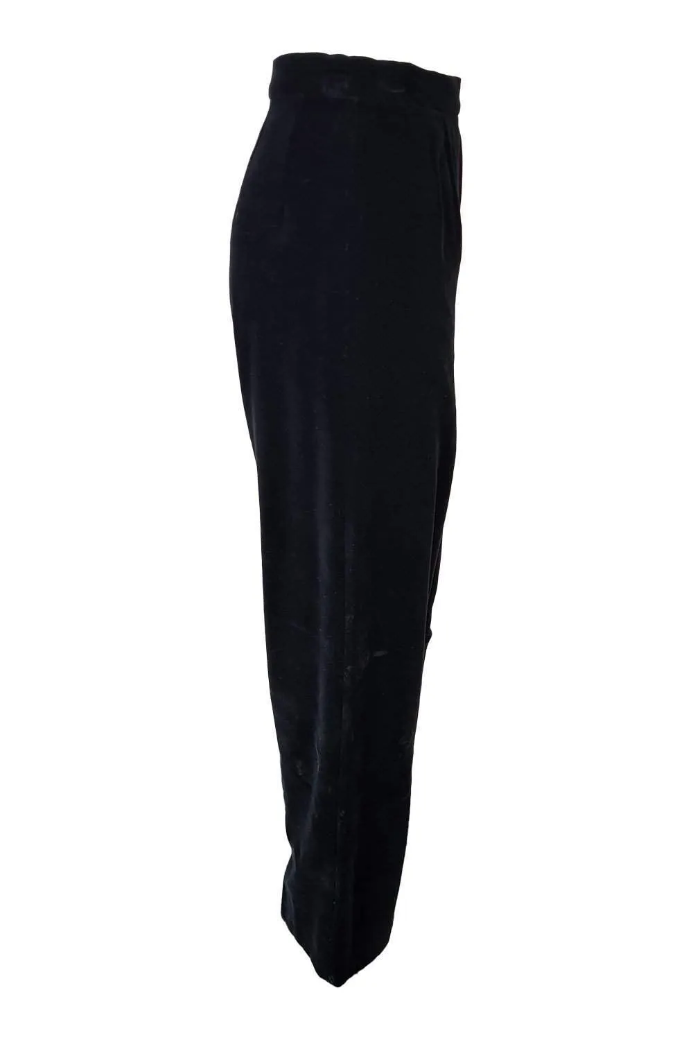 VALENTINO Miss V Black Cotton Velvet Straight Leg Trousers (42)